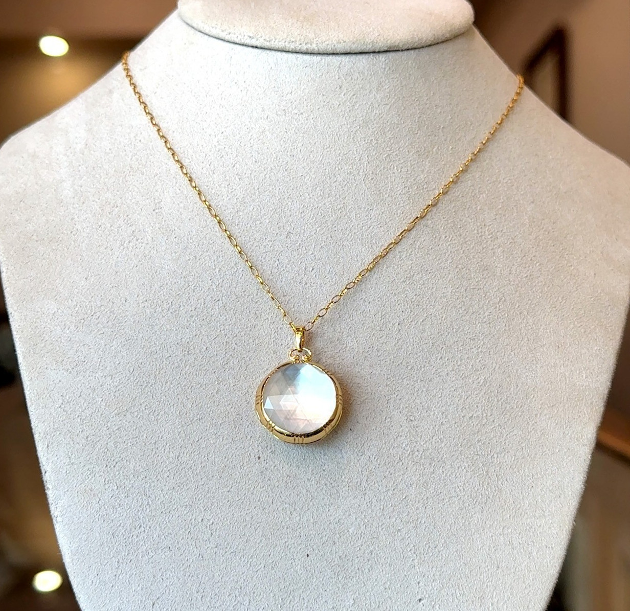 Monica Rich Kosann Mother of Pearl Locket 18KT Gold Necklace