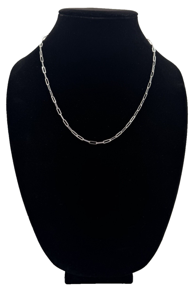 925 Solid Sterling Silver 20″ Paperclip Rolo Chain Necklace Stamped 3mm 7g New