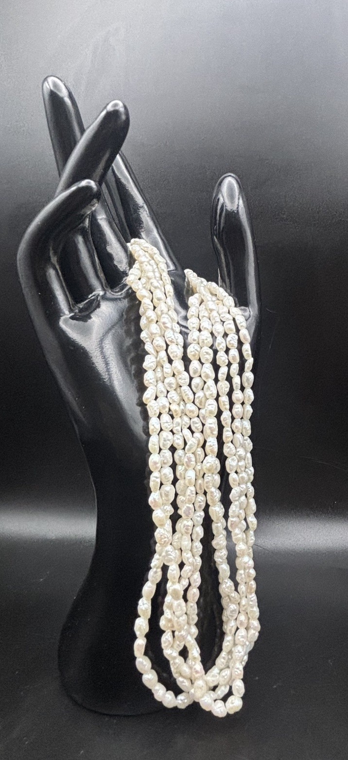 Elegant Vintage Cultured Freshwater Pearl 5 Strand Necklace