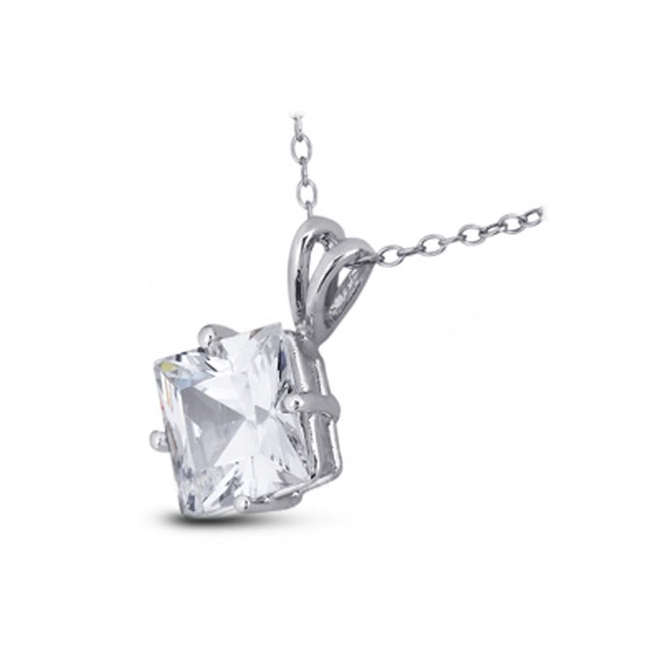 0.72ct H VS2 Radiant Natural Diamond Platinum Classic Solitaire Pendant