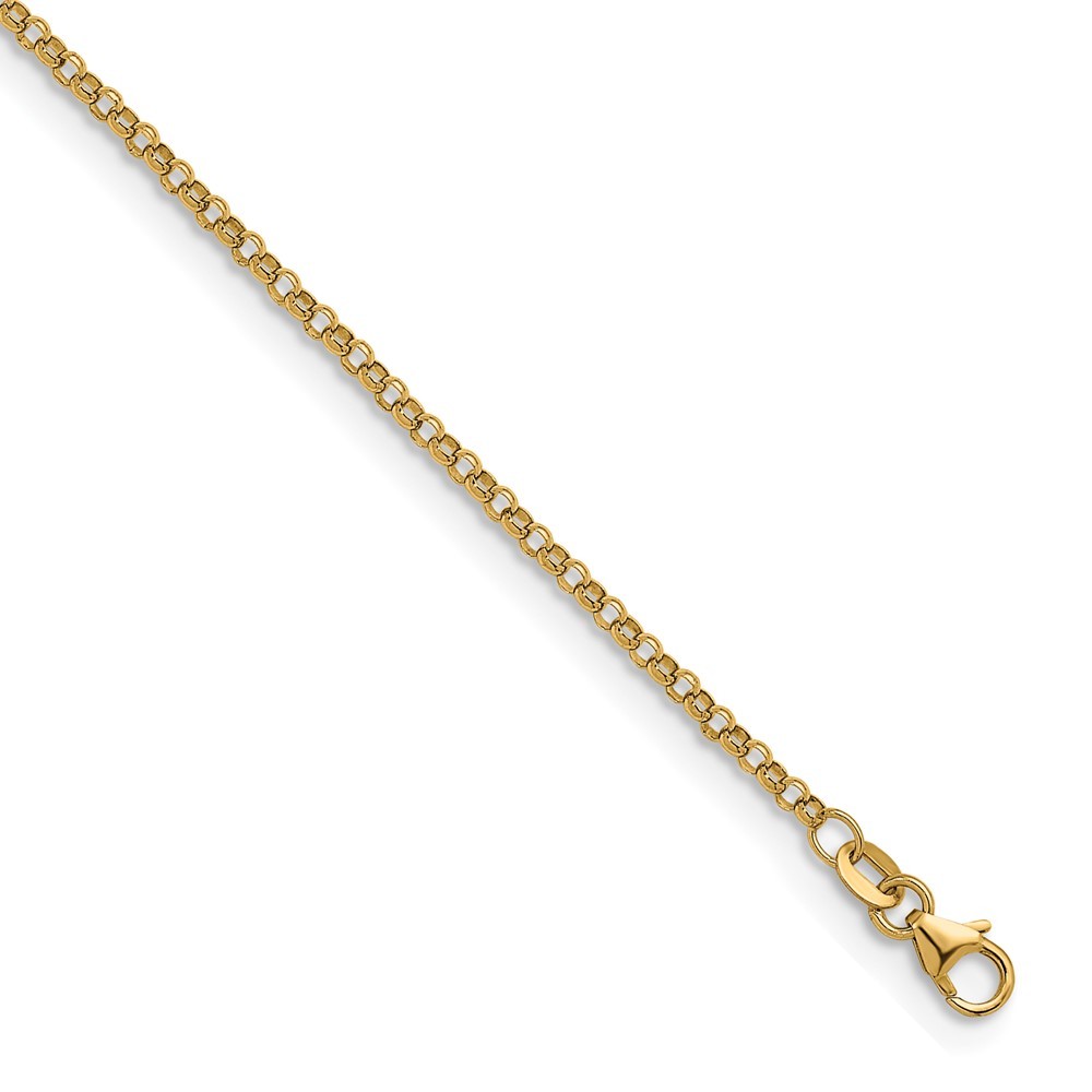 18K Yellow Gold Polished 2.4mm Solid Rolo Chain Necklace 20″