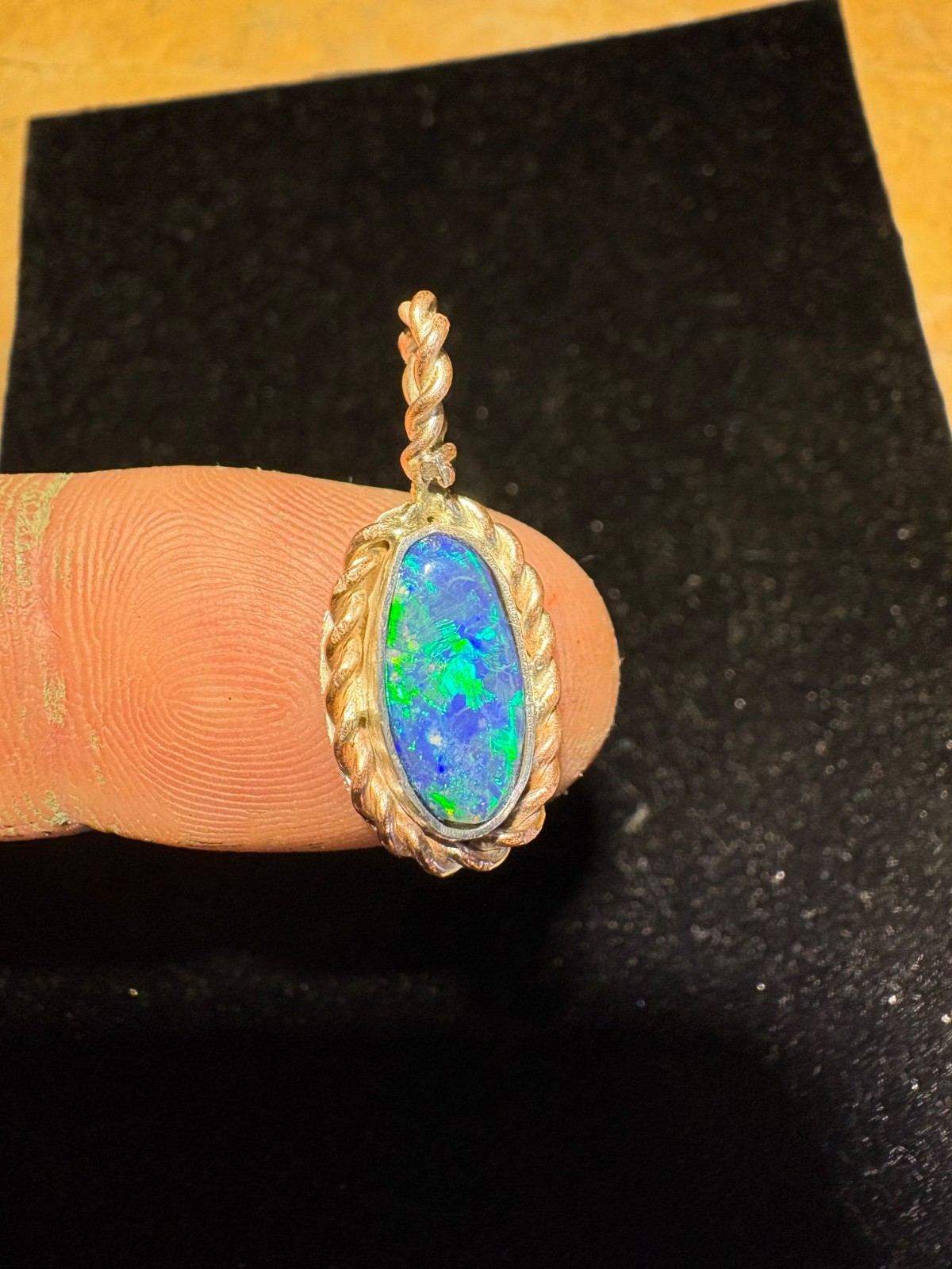 Australian black opal pendant