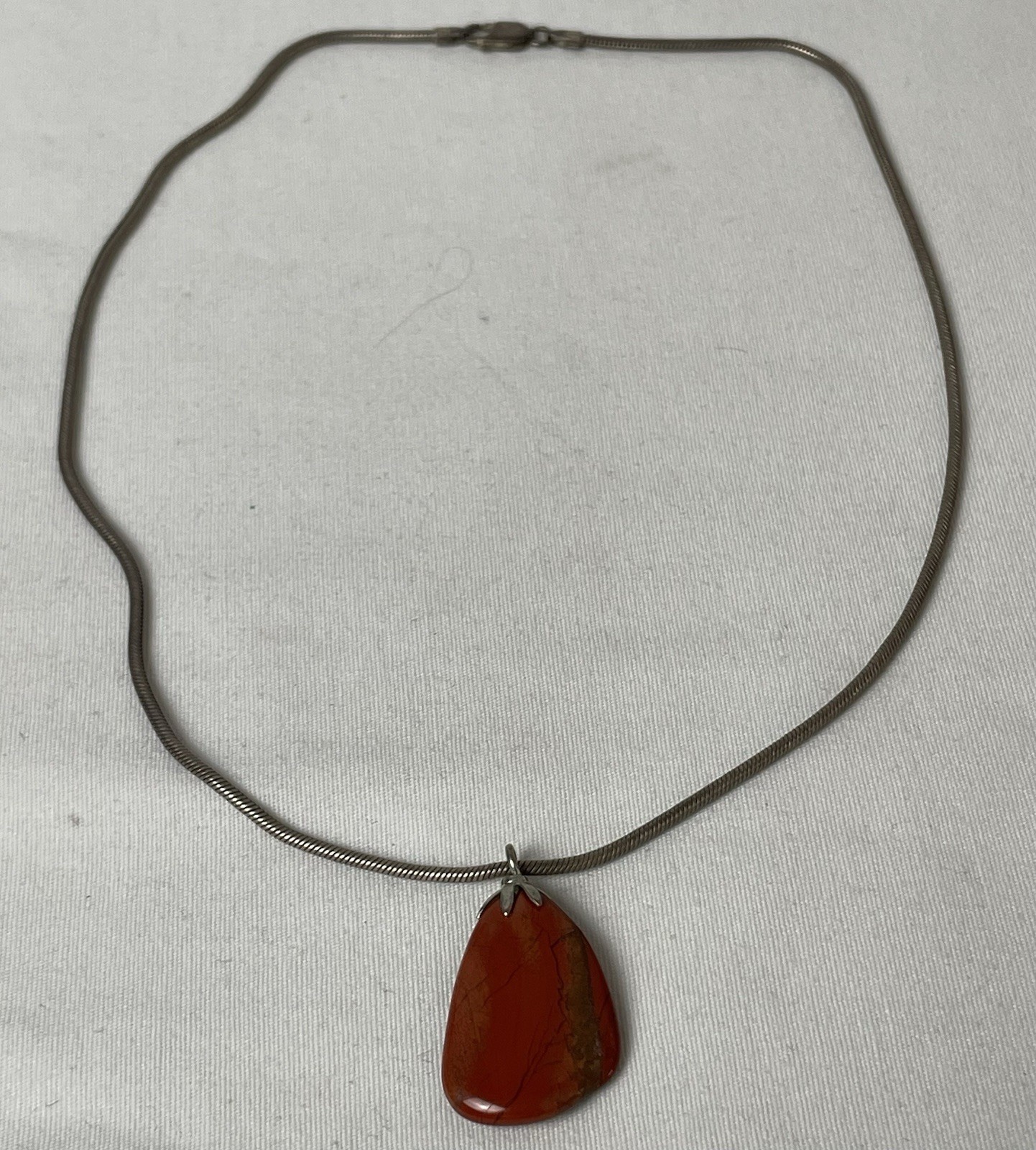 Vtg 925 Sterling Silver Tourmaline Pendant Necklace 18” Snake Chain AGI Italy