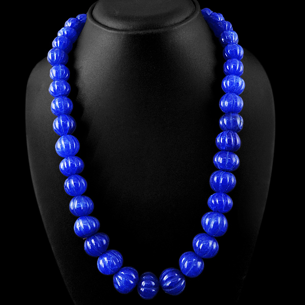TOP CLASS 973.75 CTS ENHANCED SAPPHIRE FLOWER CARVED BEADS NECKLACE (DG)