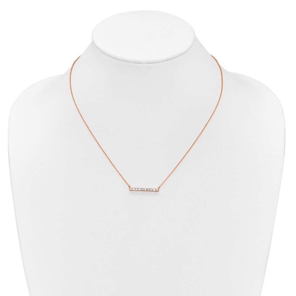 14k Rose Gold 1/2 carat Lab Grown Diamond Bar Pendant Necklace 18″ VS/SI, G
