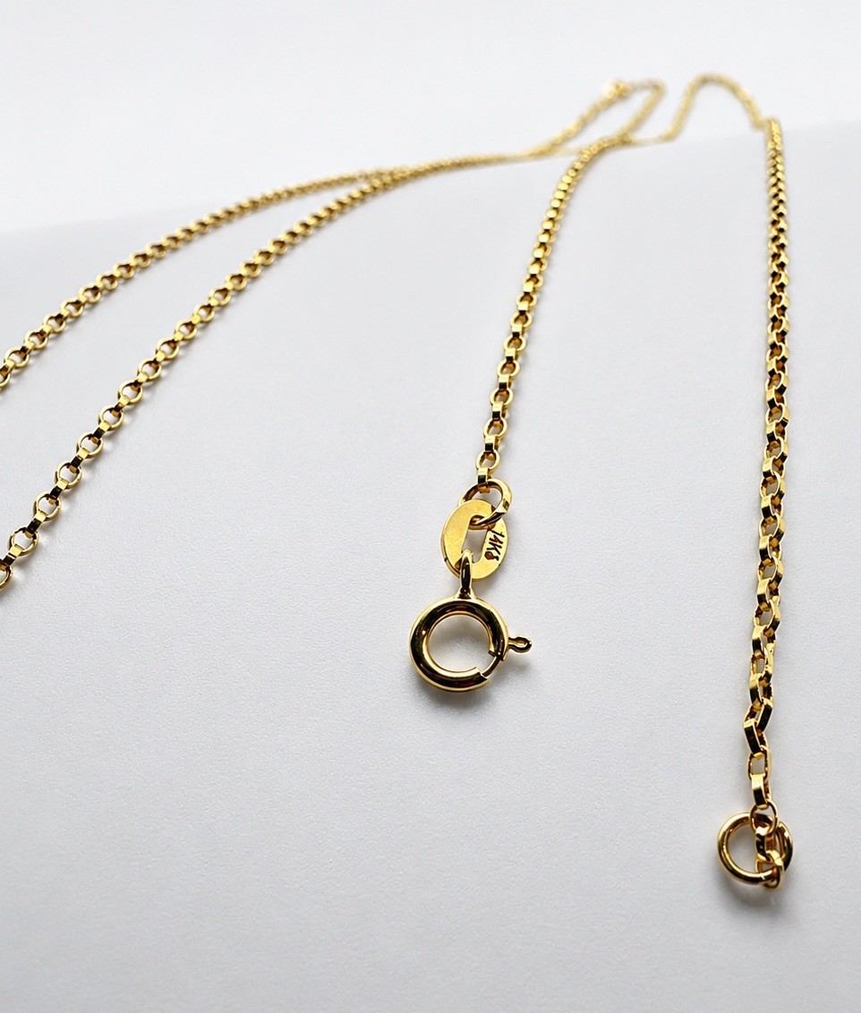 14K Solid Gold Rolo Chain Necklace, Dainty Pendant Chain 1.1mm