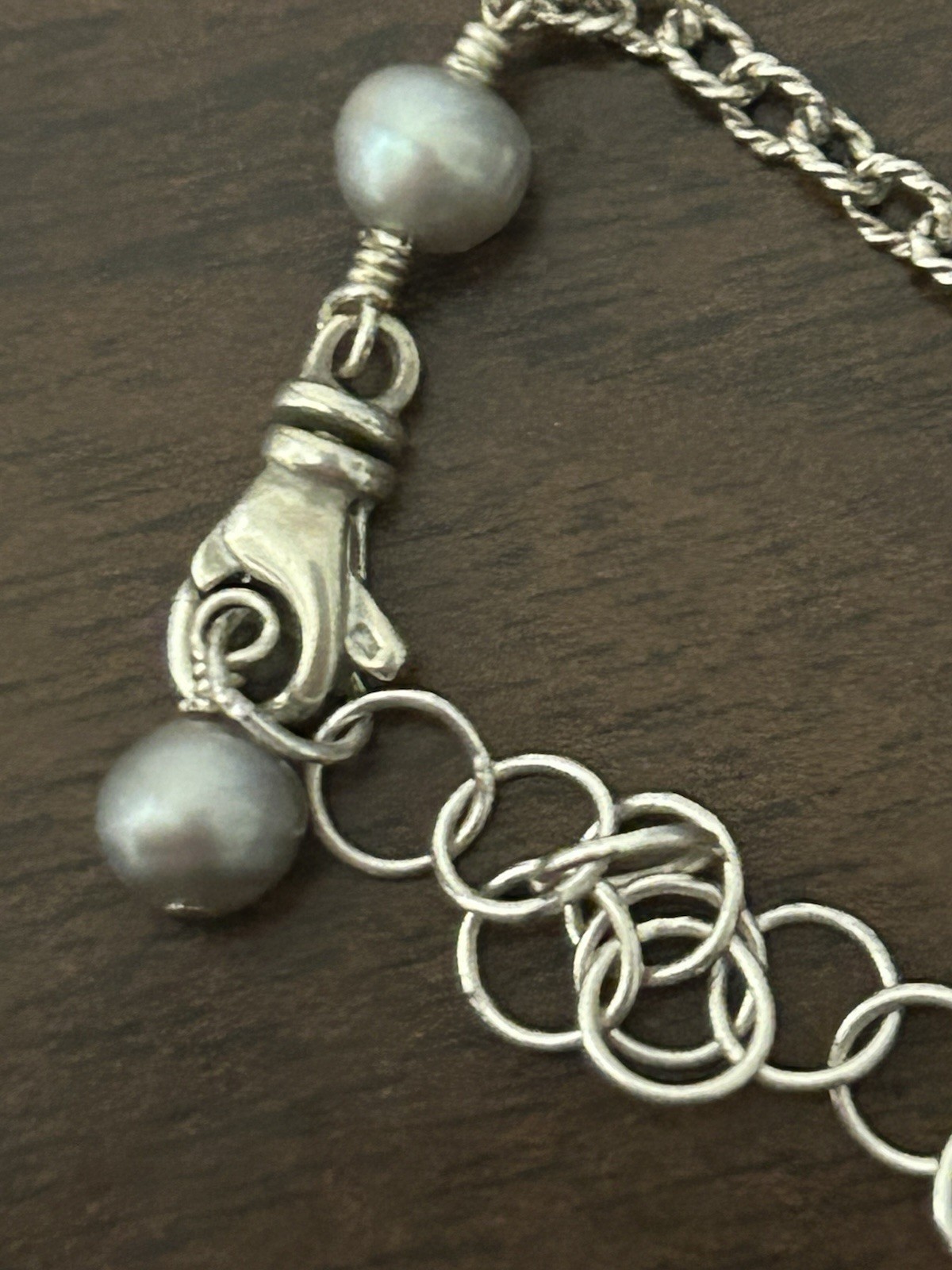 Sterling Silver 19 Inch Pearl Accented Classic Chain Necklace 6 Grams