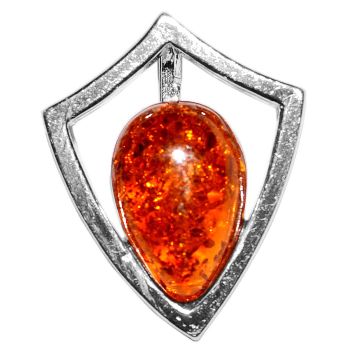 1.74g Shield Authentic Baltic Amber 925 Sterling Silver Pendant Jewelry N-A674
