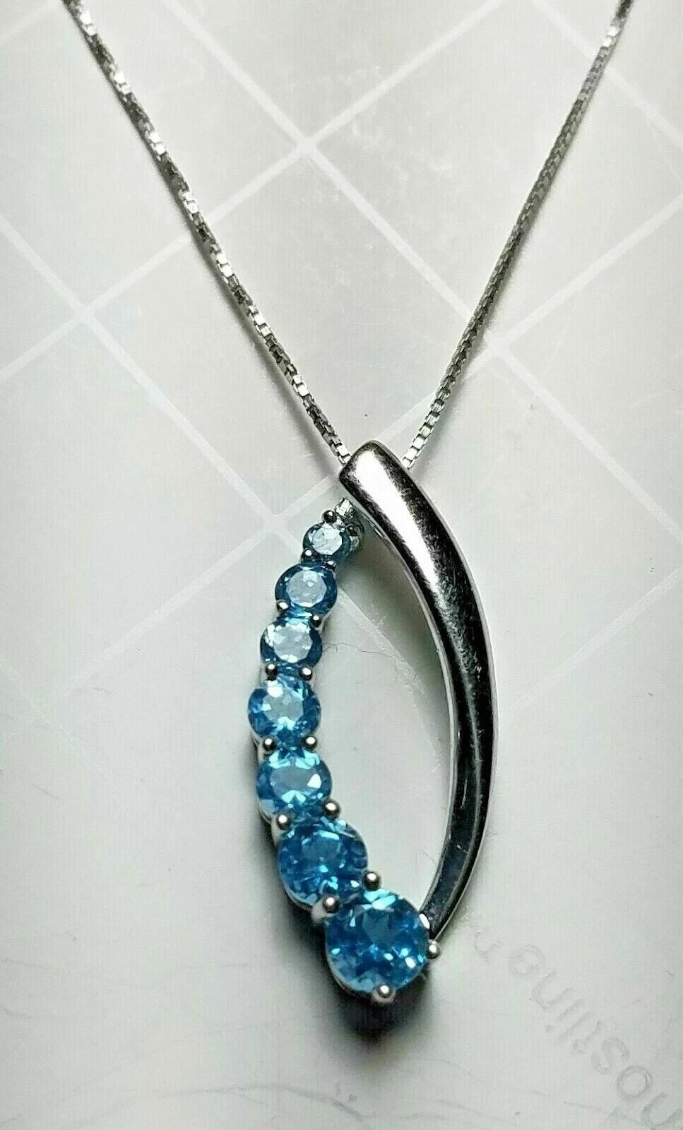 2Ct Round Lab-Created Blue Topaz Women’s Stylish Pendant 14K White Gold Plated