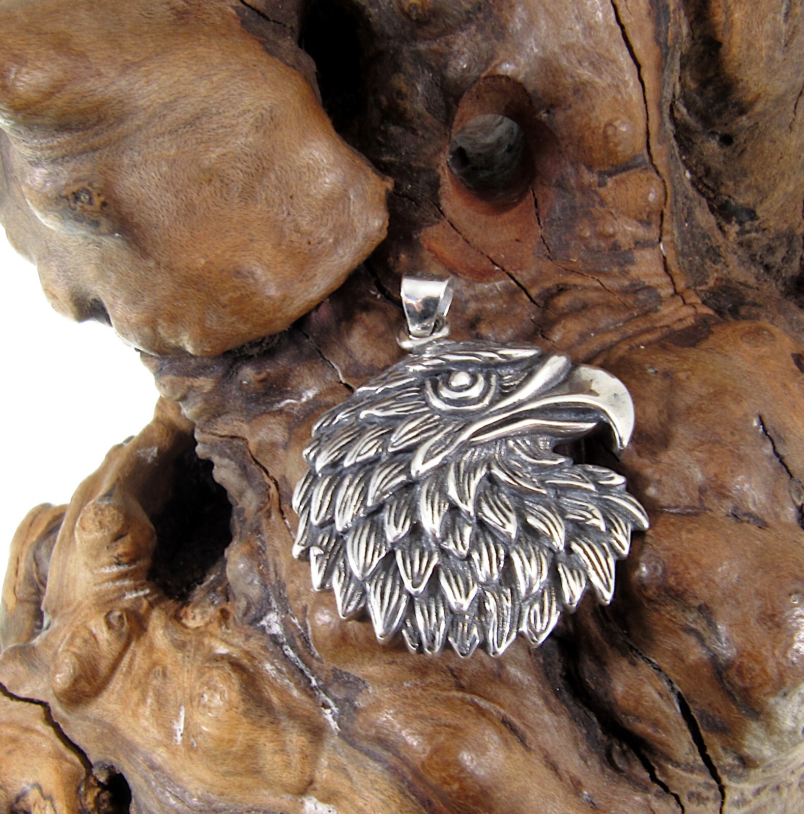 Handcrafted Solid 925 Sterling Silver Heraldic American Bald Eagle Head Pendant