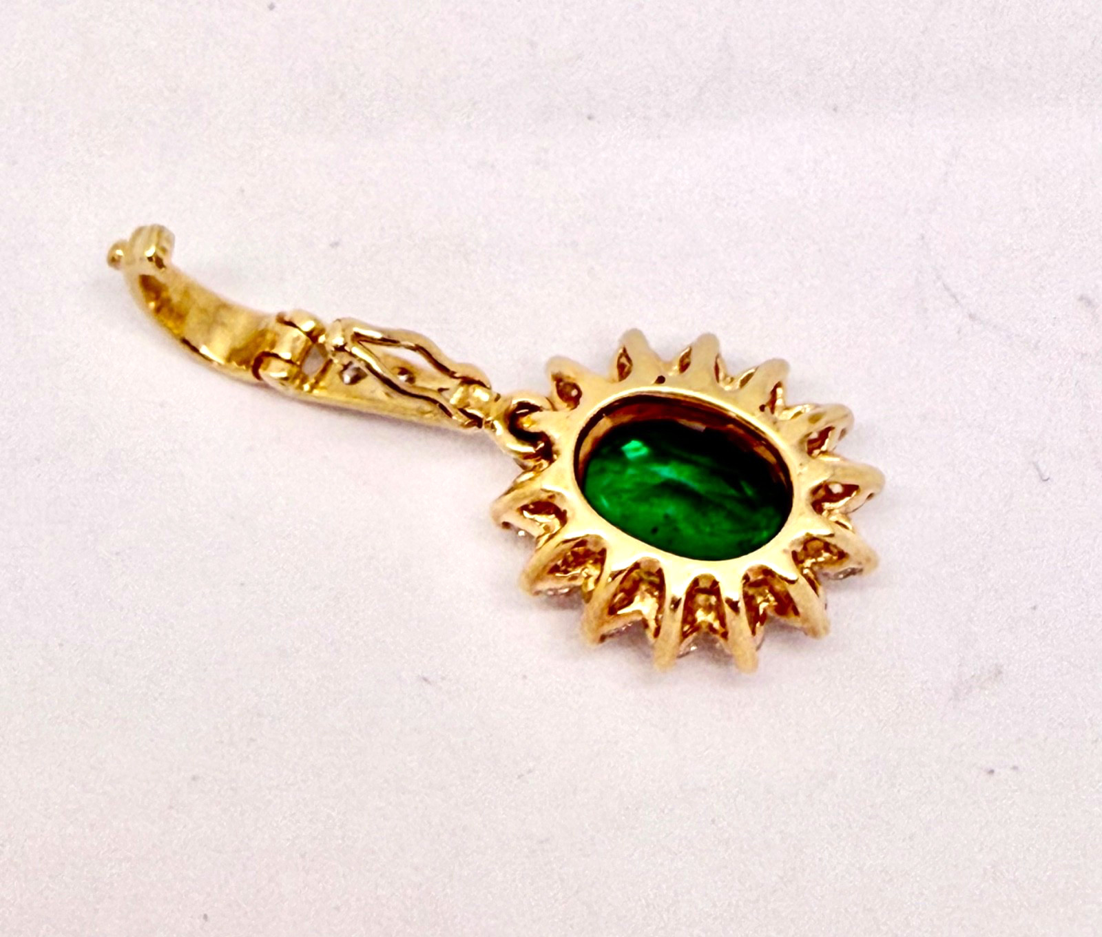 1.19 Carat Natural Zambia GIA Emerald VVS -VS Diamond Pendant 14k YG