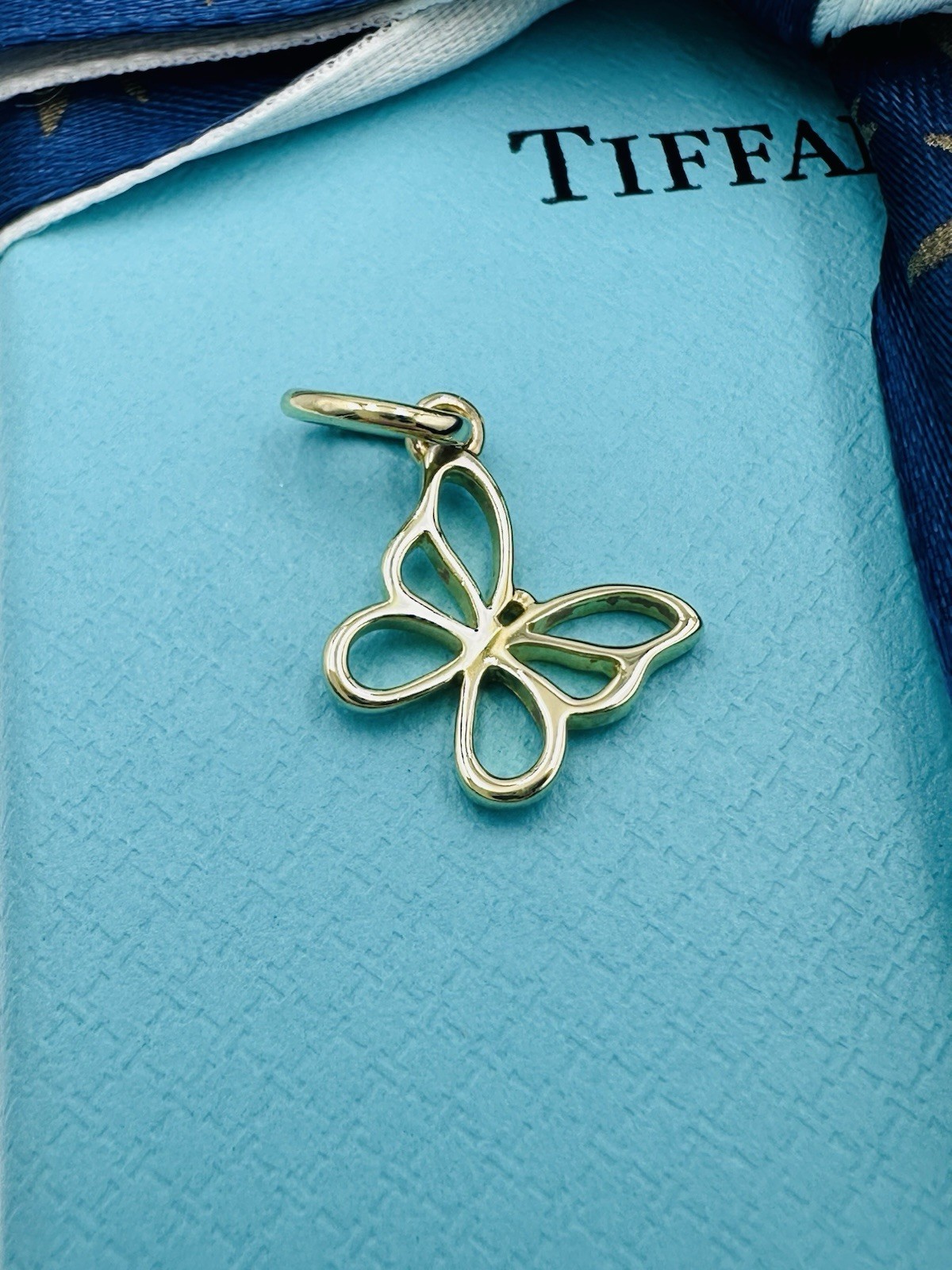 RARE Tiffany & Co. 18K Yellow Gold Butterfly Charm with Packaging