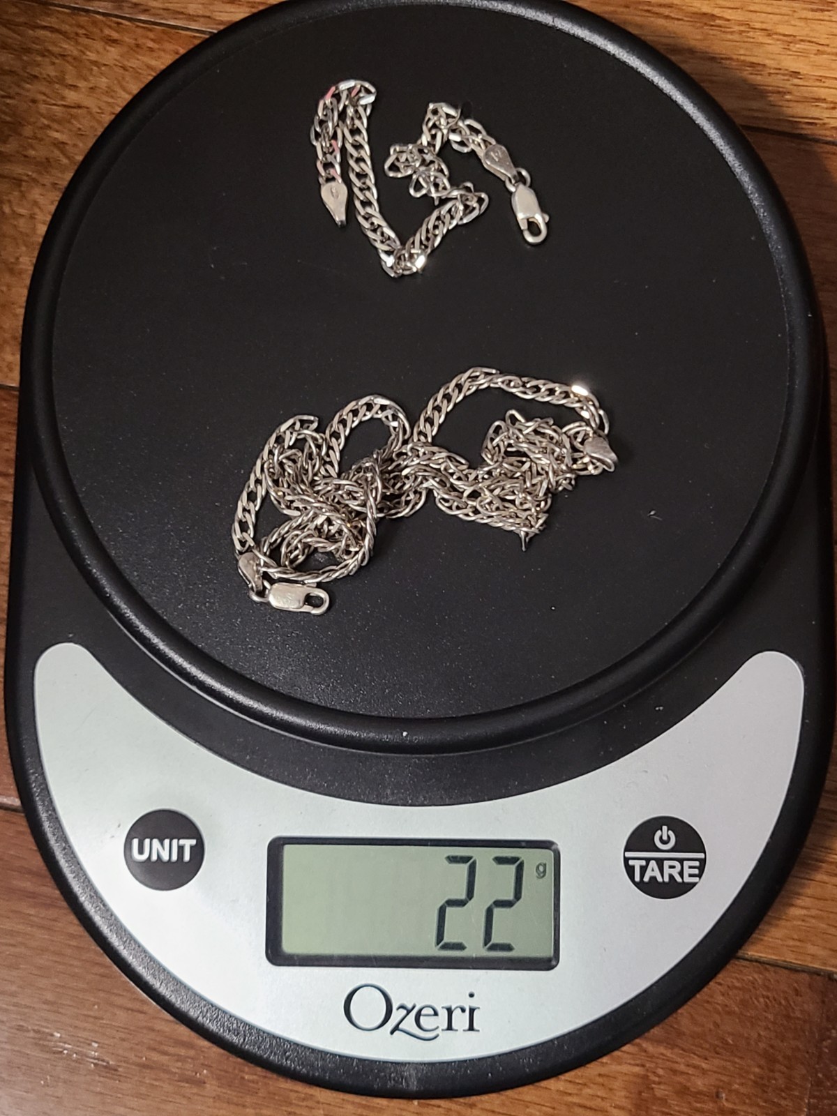 .925 Curb Link Made In Italy 7 Inch Bracelet And 24 Inch Chain. 22 Grams Total