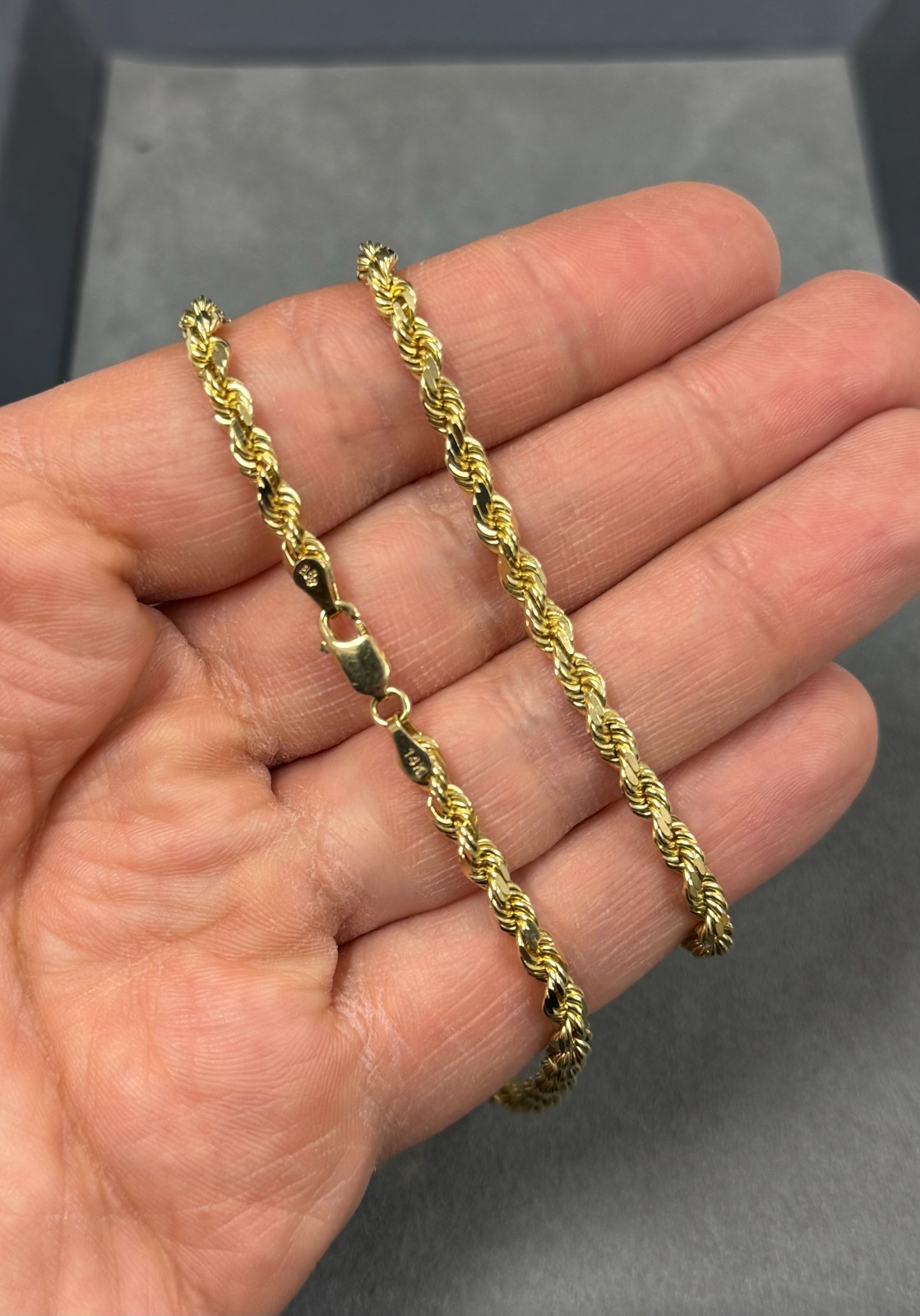 14k Solid Gold Diamond Cut 4mm Rope Chain 20” Inches 26.10 Grams
