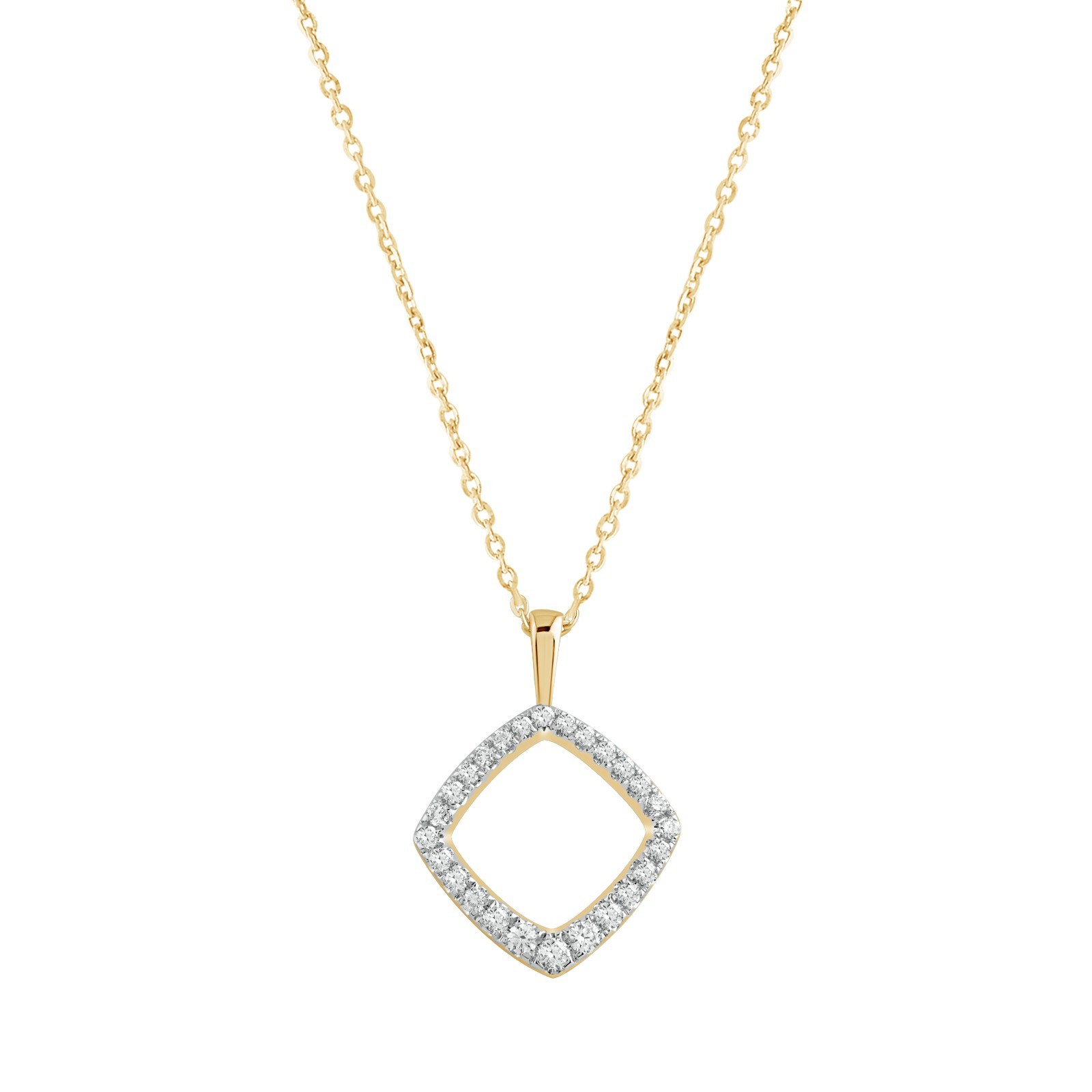 Gift Her 0.25 Ct Round Lab Grown Diamond Square-Shaped Open Pendant 925 Silver