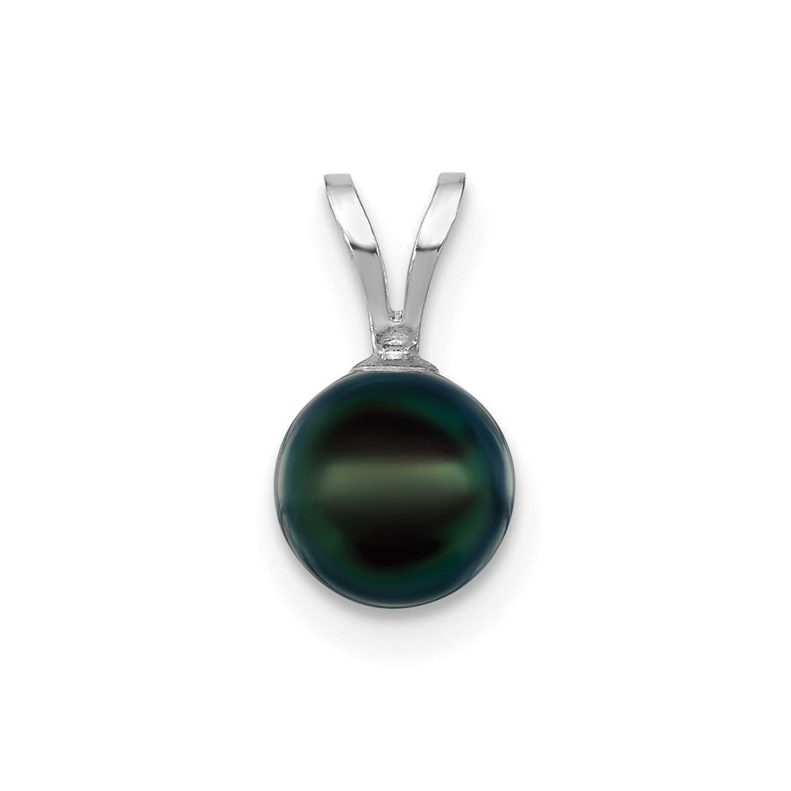 14K White Gold 6-7mm Round Black Cultured Saltwater Akoya Pendant