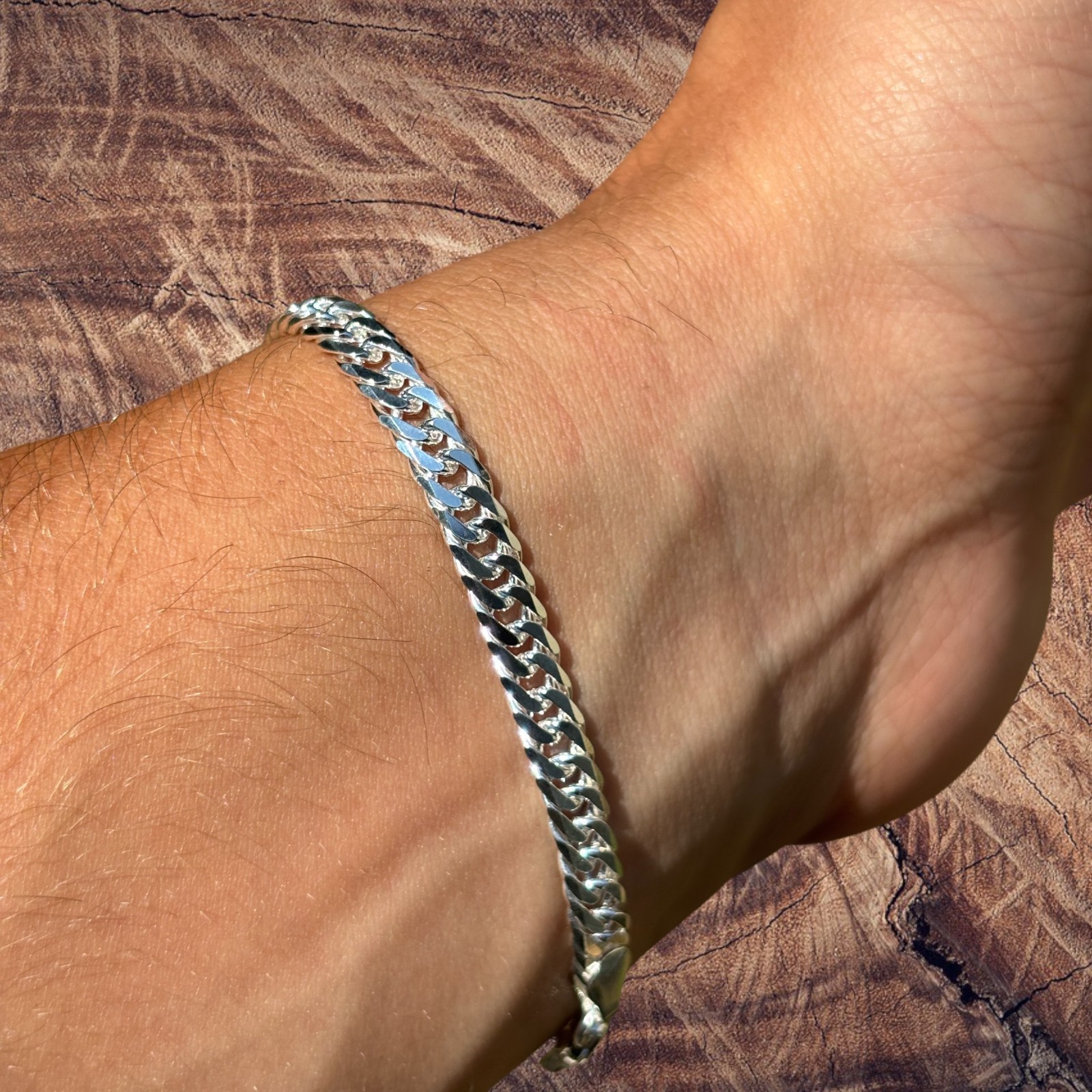 6mm Double Curb Link Bracelet – Real Solid 925 Sterling Silver MADE IN ITALY