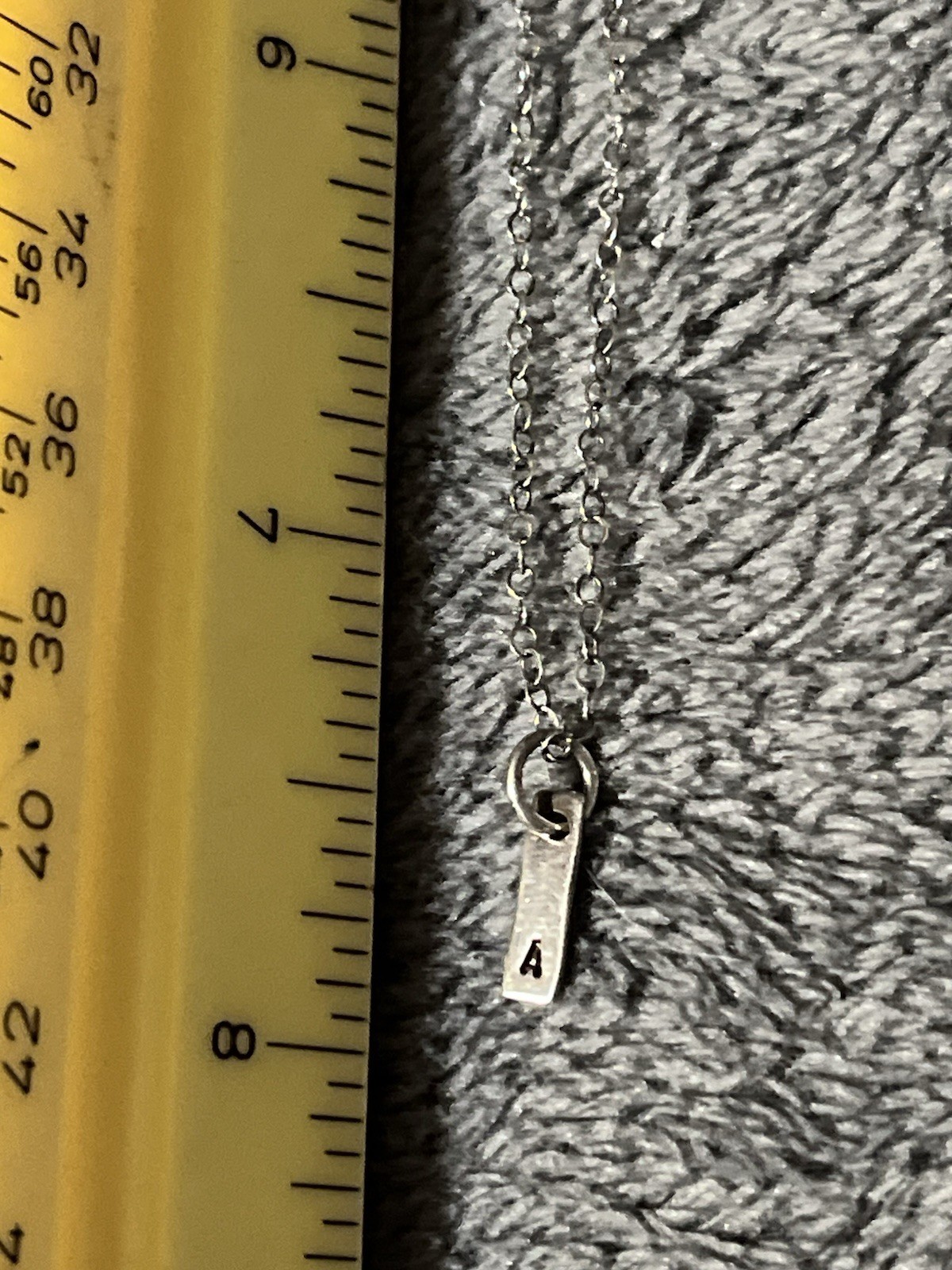 Tiny .5″ Block Letter Initial A Pendant 15″ Necklace Stamped 925 Sterling Silver
