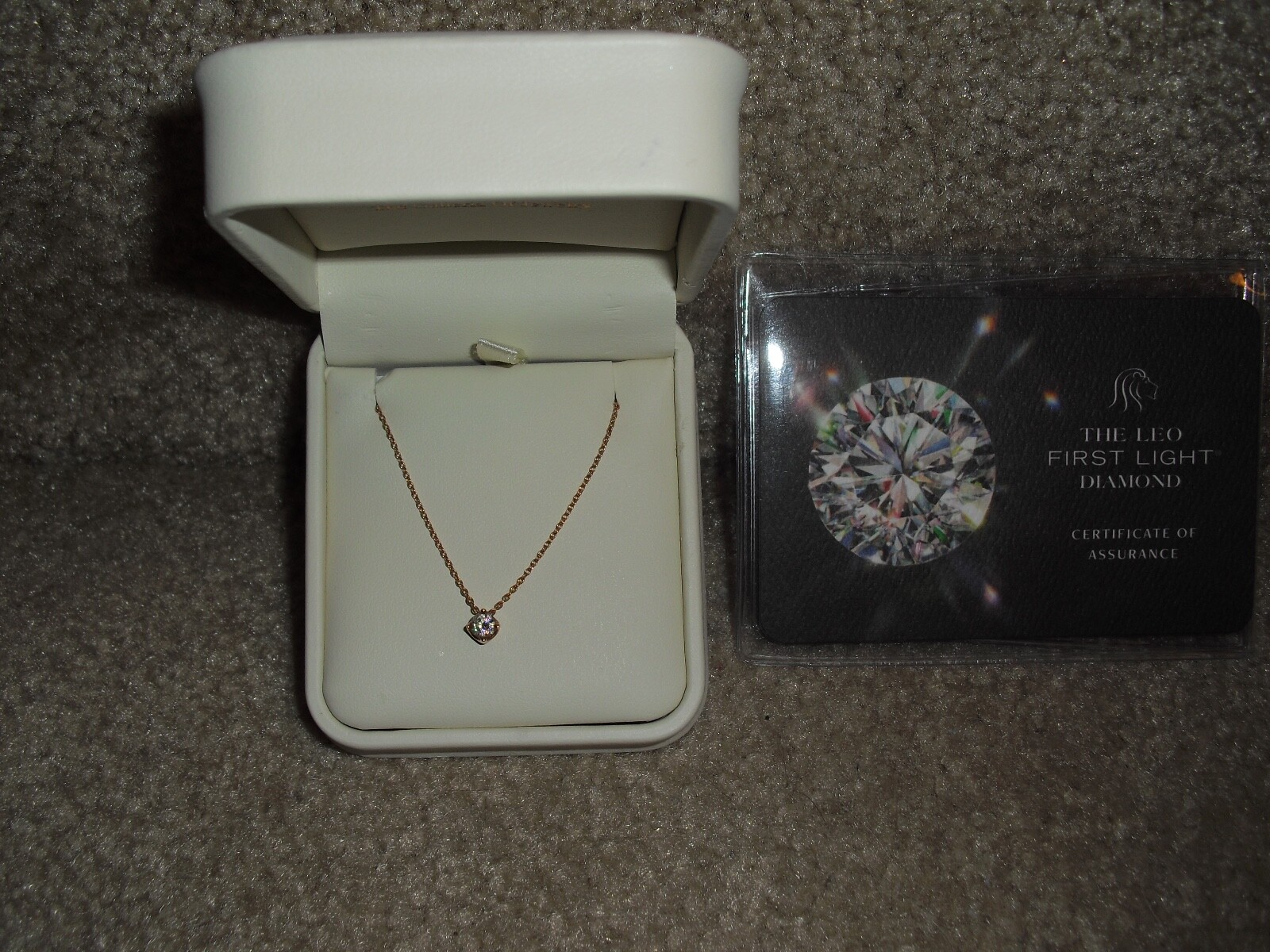 Jared 14k Rose Gold 1/4 ctw Leo “First Light” Diamond necklace new w/ box $1058