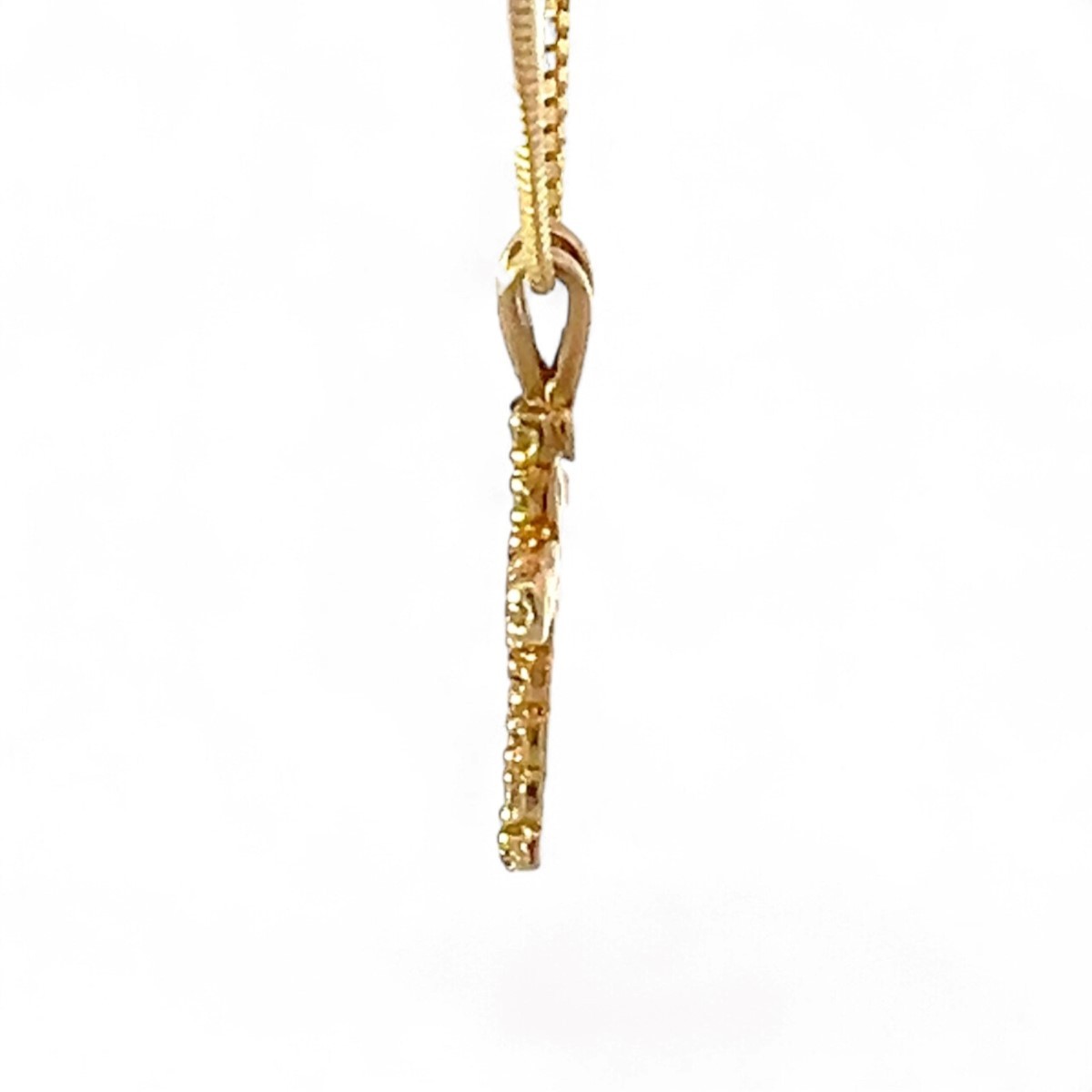 14k Yellow Gold 1/10ctw Diamond Cross Pendant with Box Chain 24in (KS1025814)