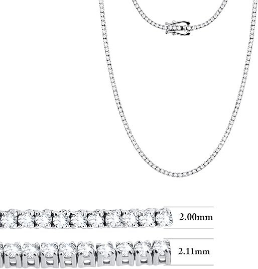 4.50CT Natural Diamond Tennis Necklace for Women 14K White Gold 18″