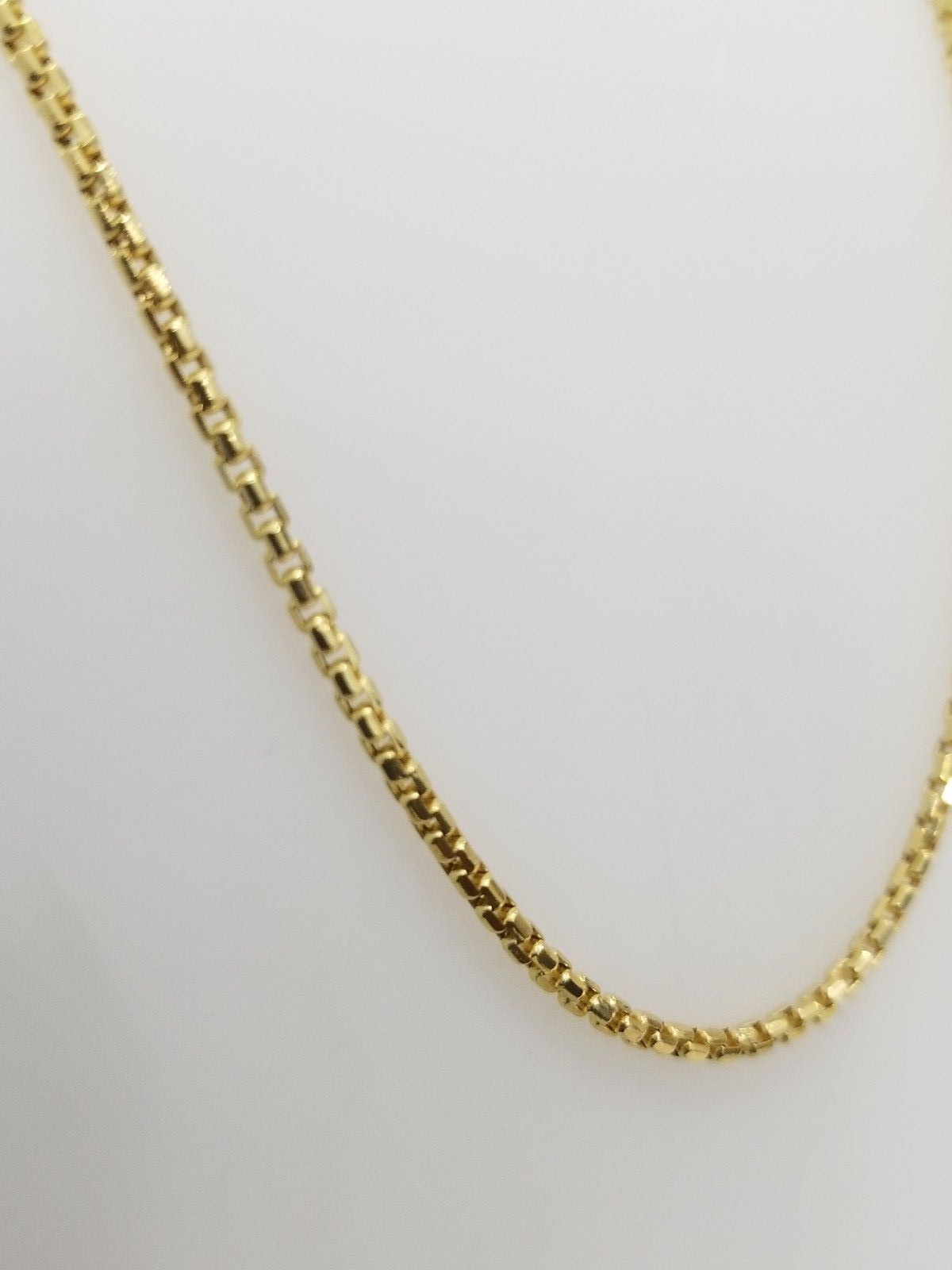 Clearance Real 10k Yellow Gold Rolo Box Link Necklace Chain 1.5mm 20 inch Unisex
