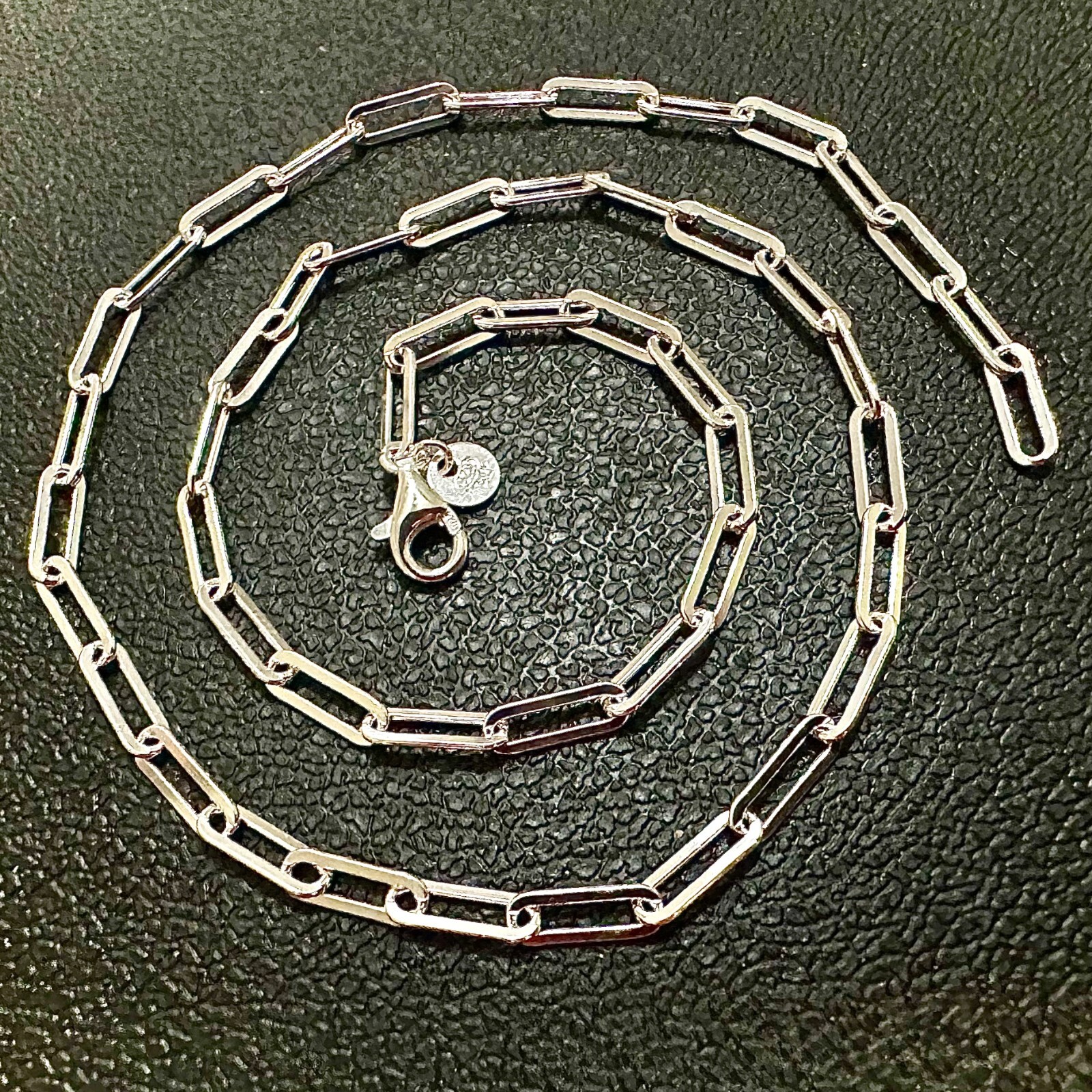 3mm 925 Sterling Silver Paperclip Chain Bracelet Necklace Italy Made 7–30″ Stamp
