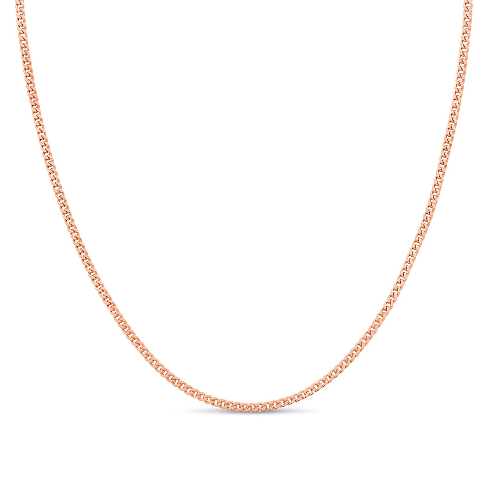 Rose Gold over Sterling Silver 1.8mm Curb Chain Necklace In 14 – 36 Inches