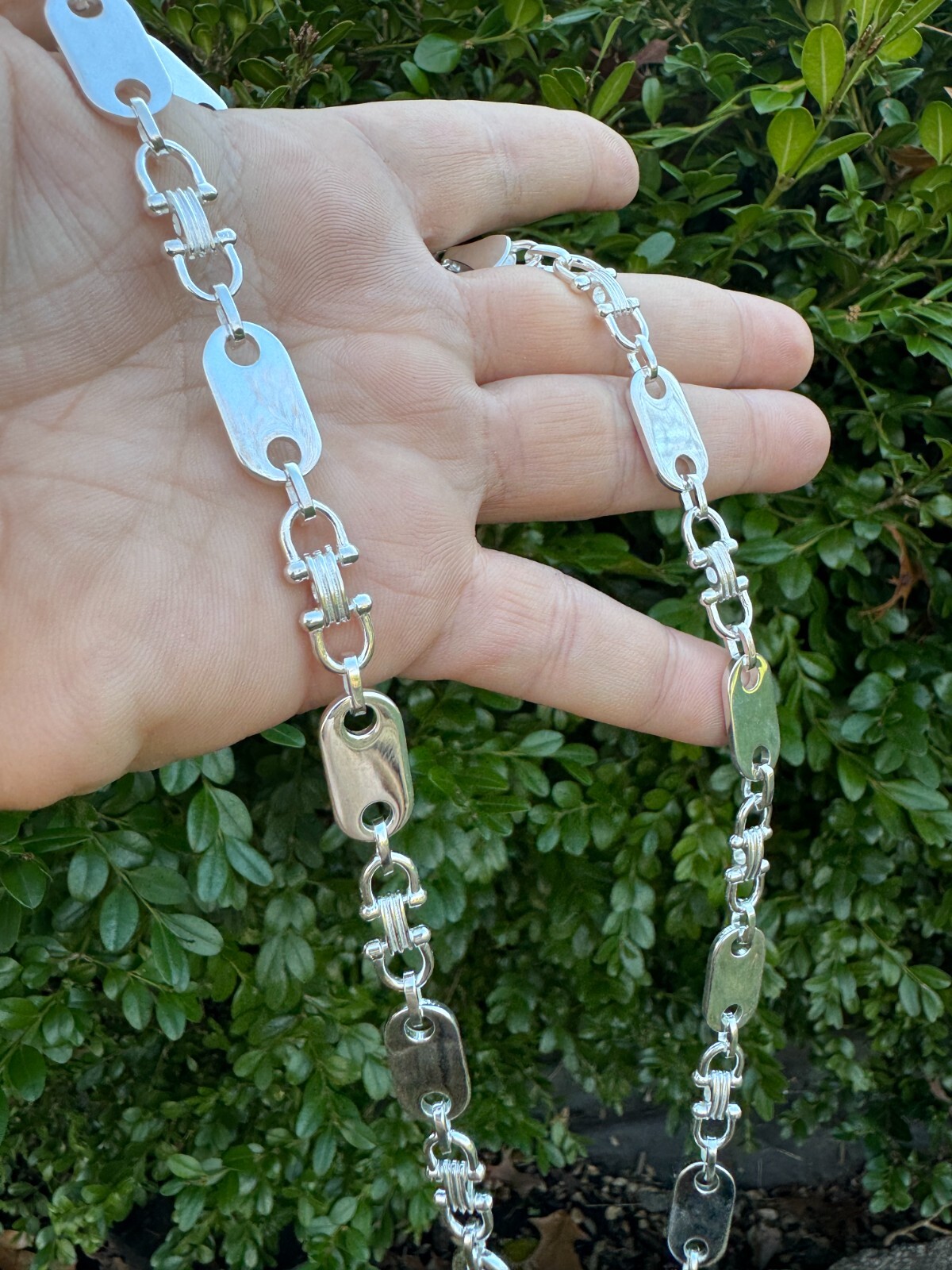 10mm Real 925 Sterling Silver Custom Mariner Ferragamo Link Chain Necklace ITALY