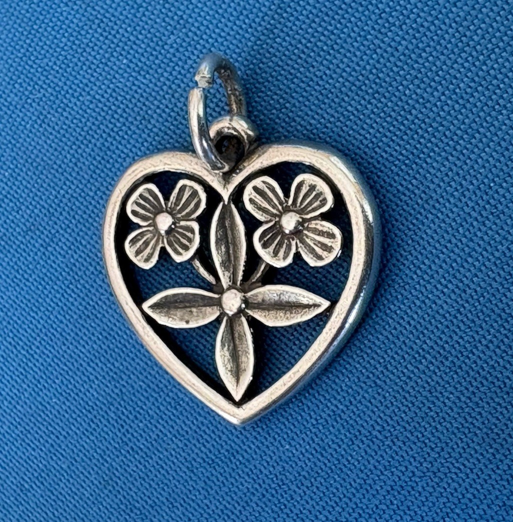 James Avery Sterling Silver Retired Heart With Flowers Pendant