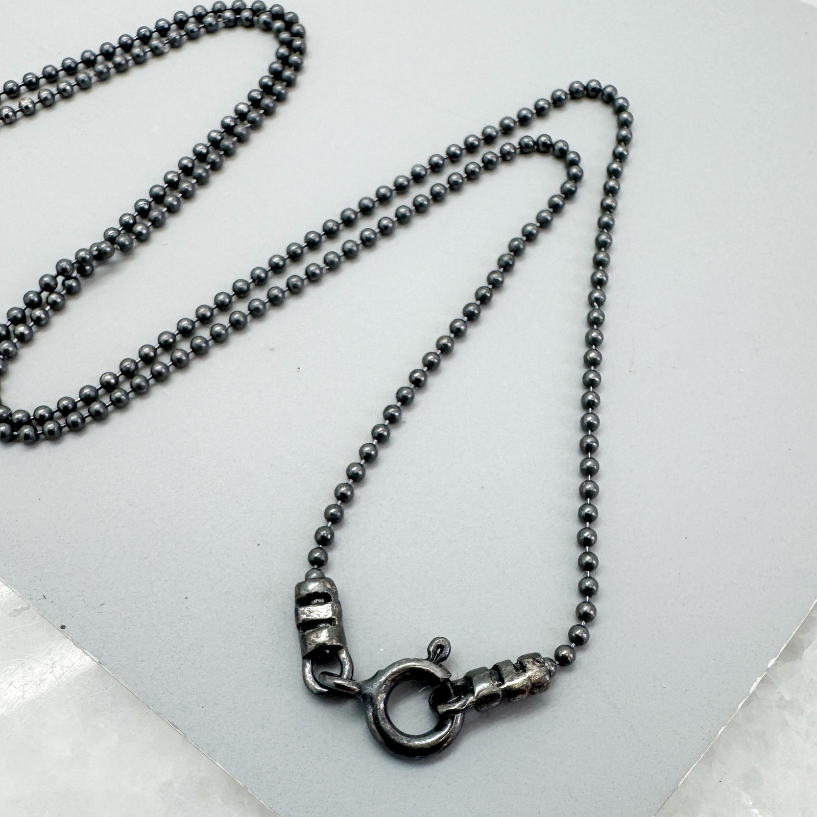 Oxidized Sterling Silver Necklace – 1.2mm Ball Chain (16″-36″)