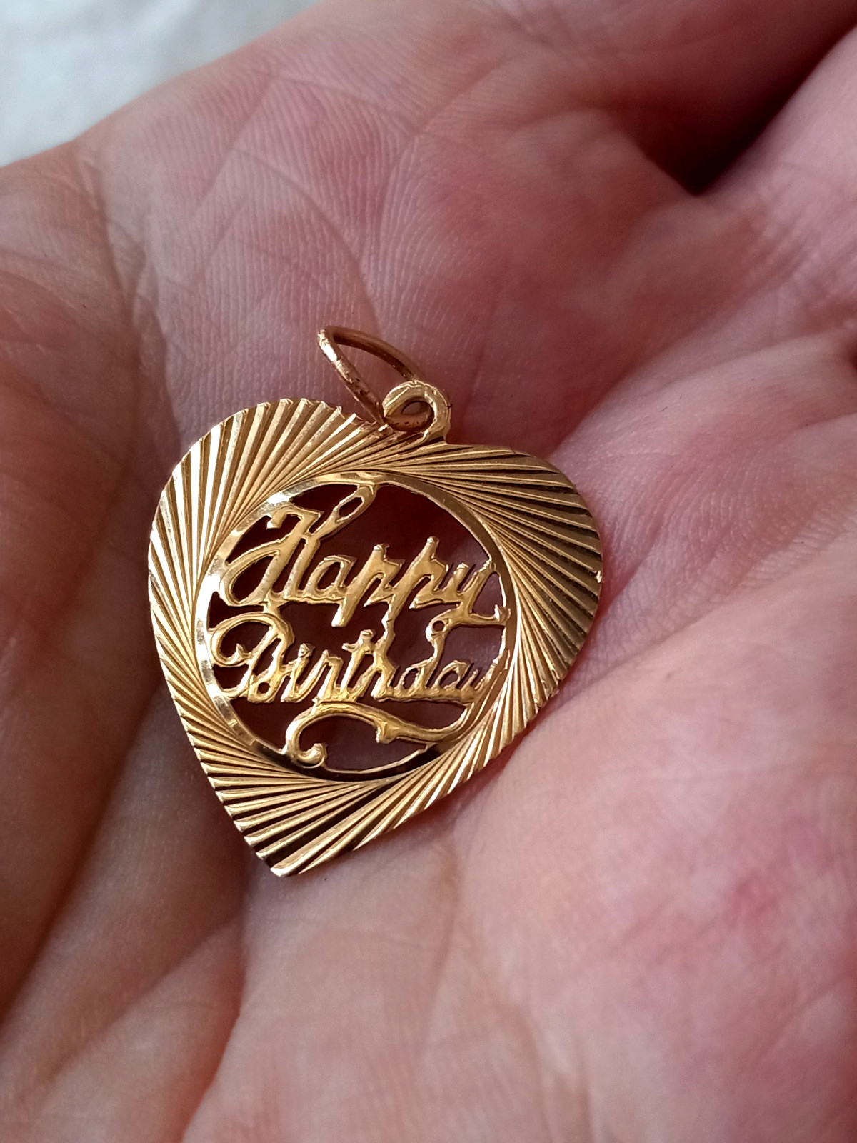 14K YELLOW GOLD “HAPPY BIRTHDAY” HEART PENDANT