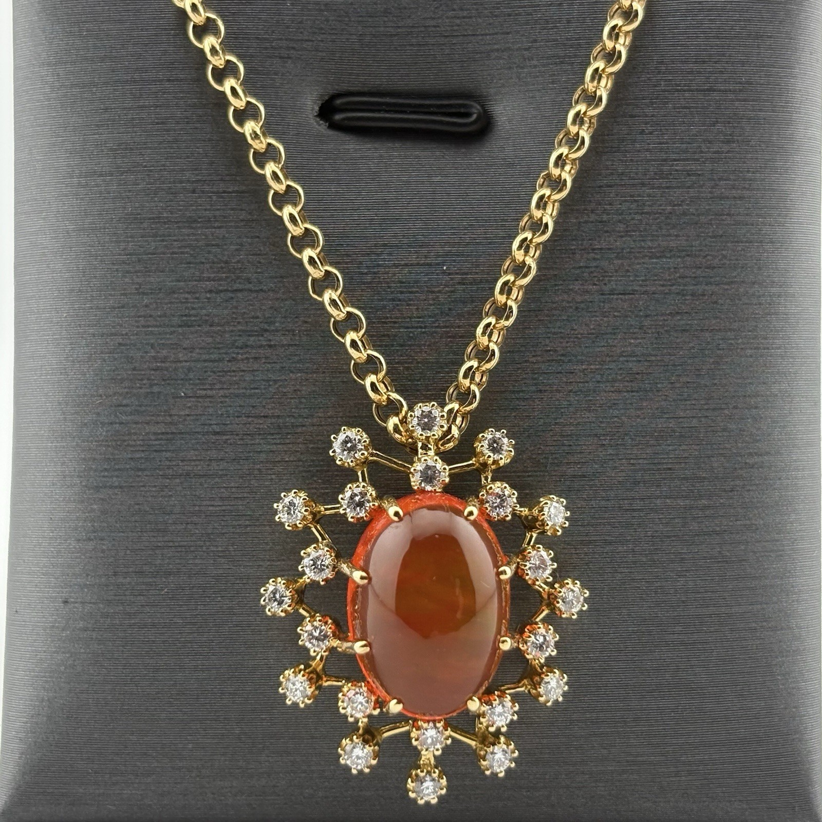 7.00CTW FIRE OPAL NECKLACE 18K YELLOW GOLD