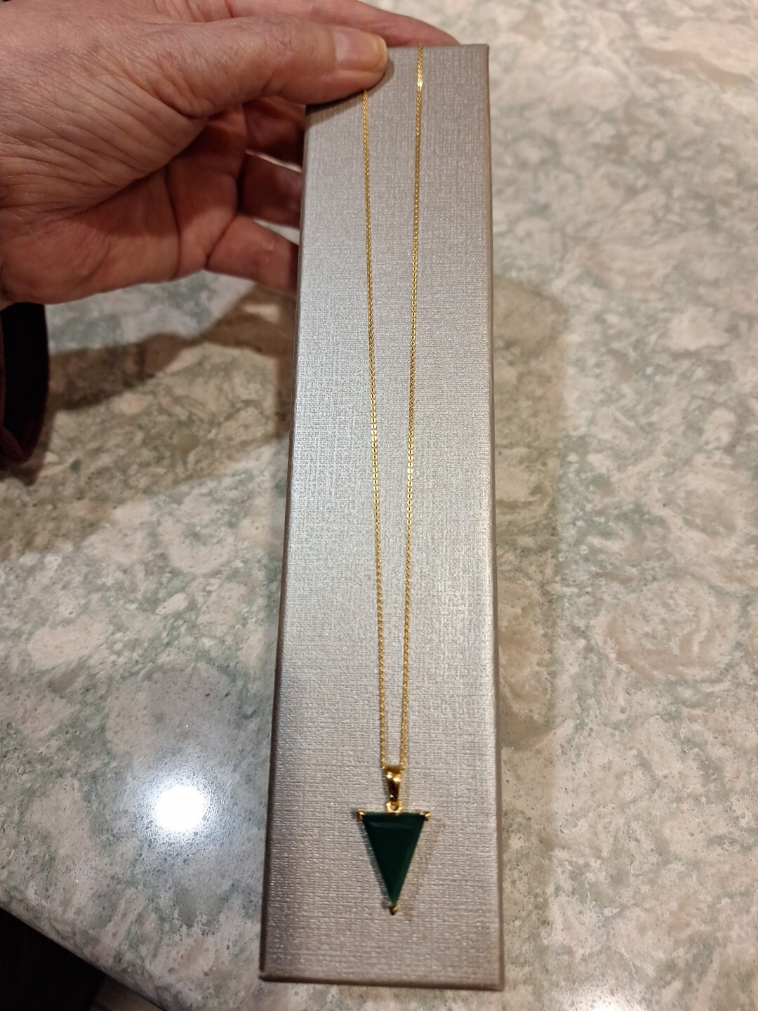 Verde Onyx Pendant Necklace 20 inches in Vermeil Yellow Gold over S/S 7.00 ctw.