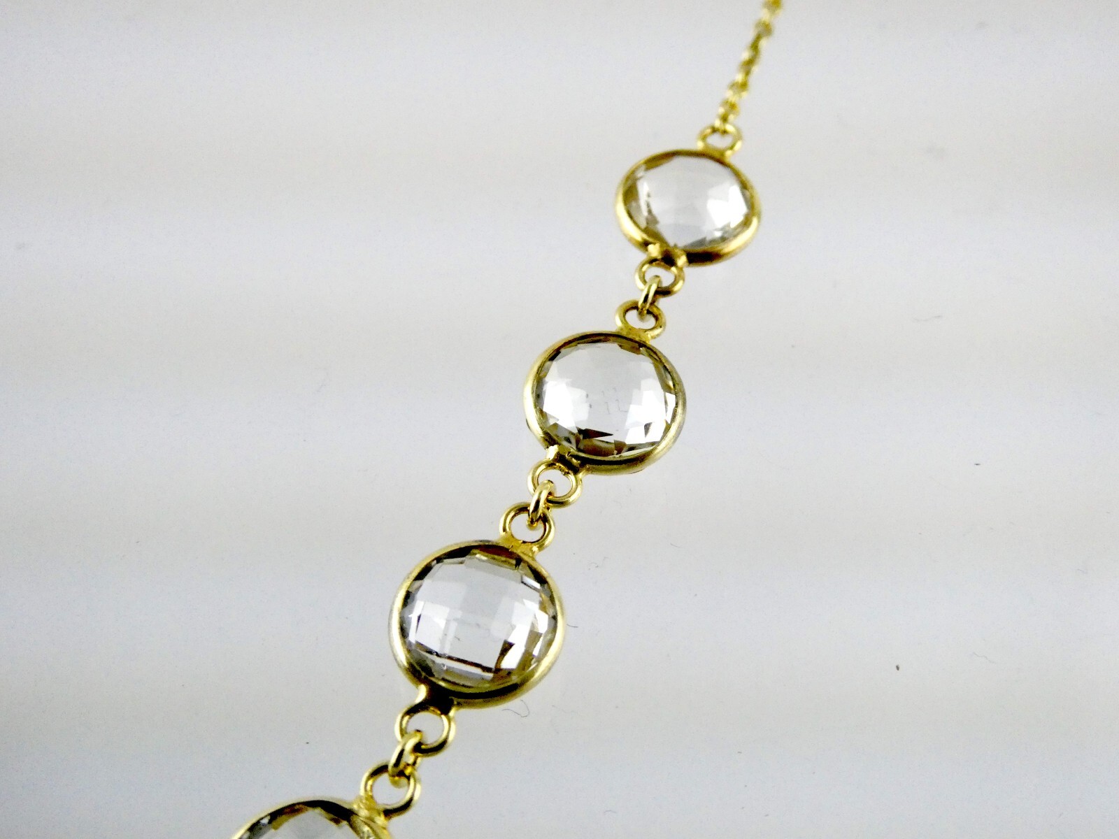 Designer A Gilt Sterling Silver Faceted White Topaz Link Chain Necklace 925 19In