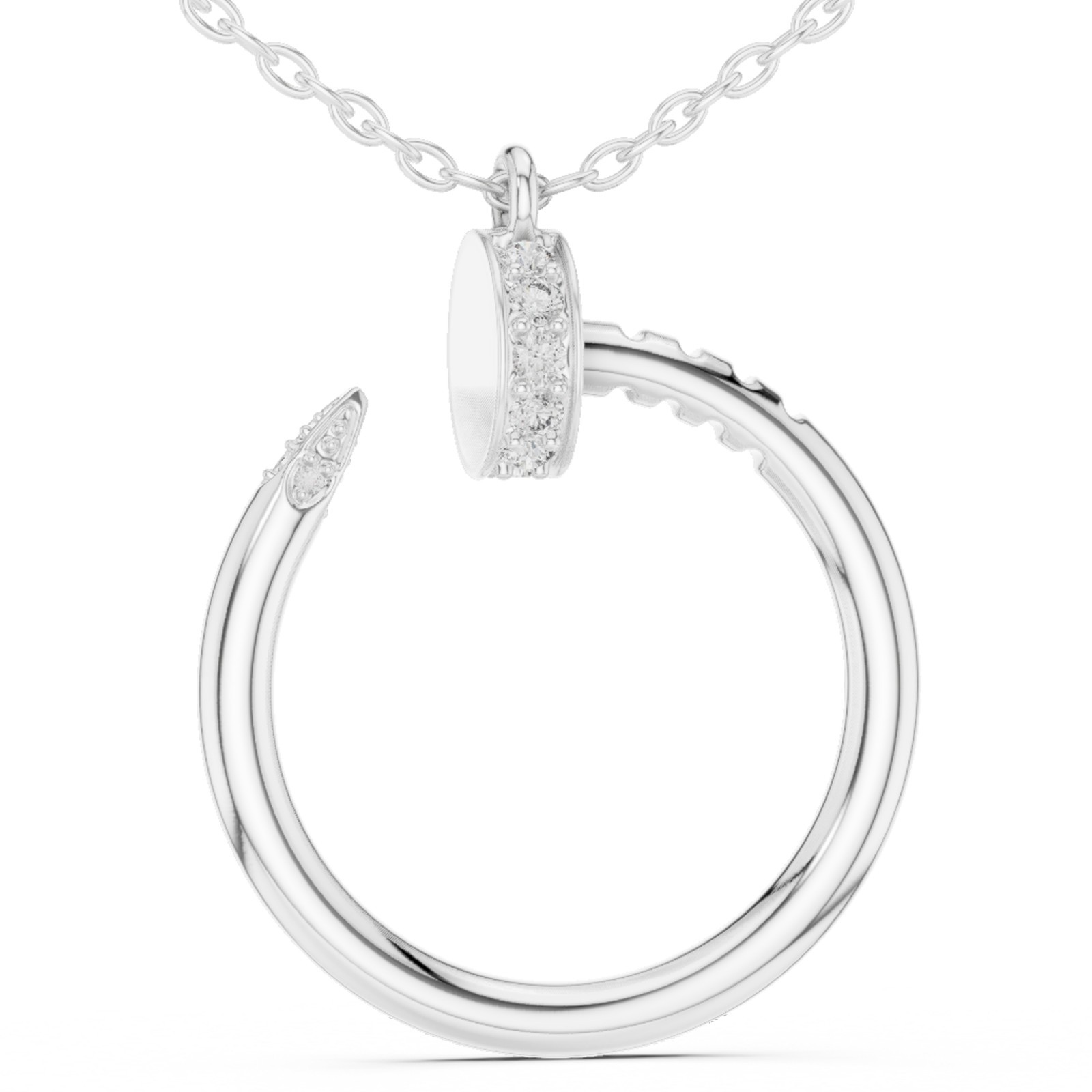 Round Certified Natural Diamond Petite Shank Minimalist Pendant 14K Gold Over
