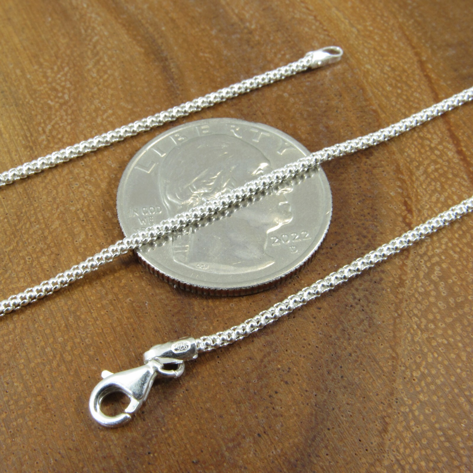 Solid Genuine 925 Sterling Silver Women’s Italian Popcorn Garland Chain Necklace