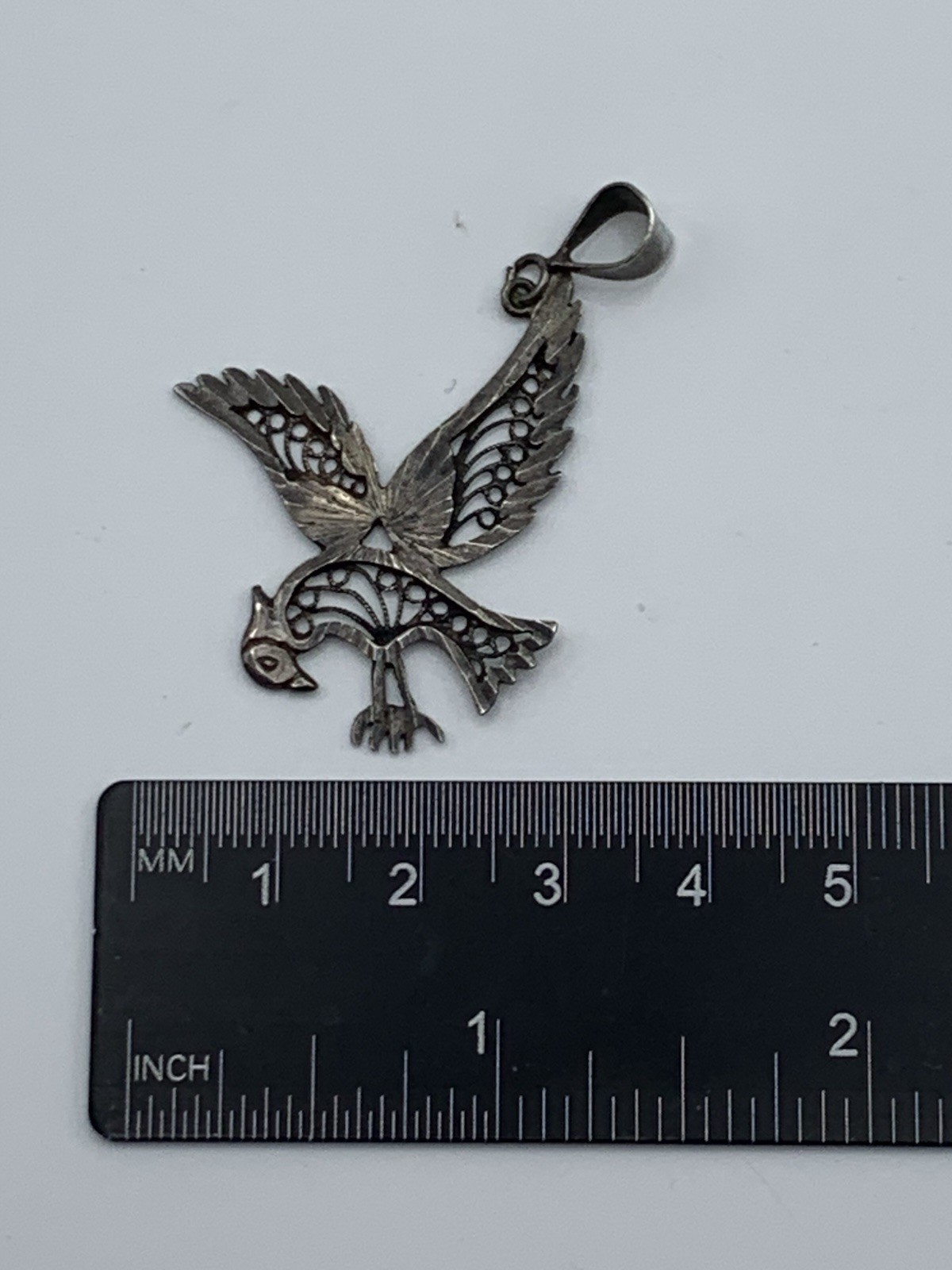 Turney Signed 925 Sterling Silver Engraved Bird Pendant Charm No Stone