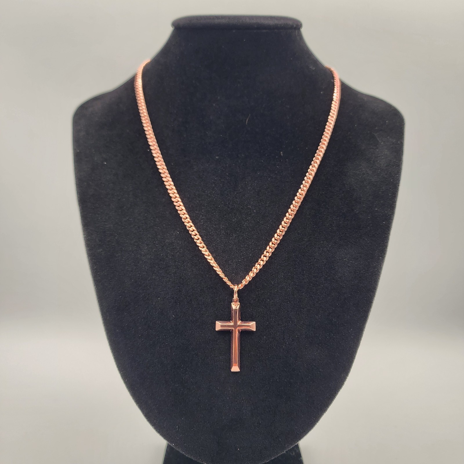 Solid Copper Cross Necklace –with 3.5 mm Chain – 20″, 22″, 24″ Sizes