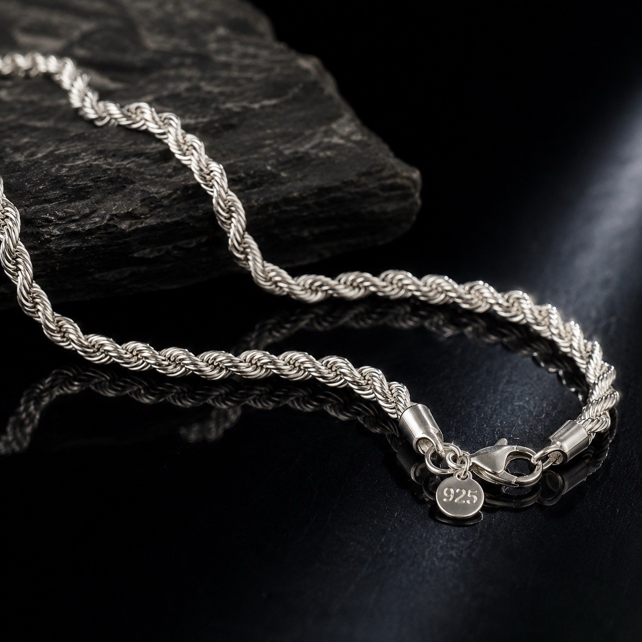 Rope Chain Link 22” S925 Silver Plated 925 Necklace Figaro Jewelry Men’s Jewelry