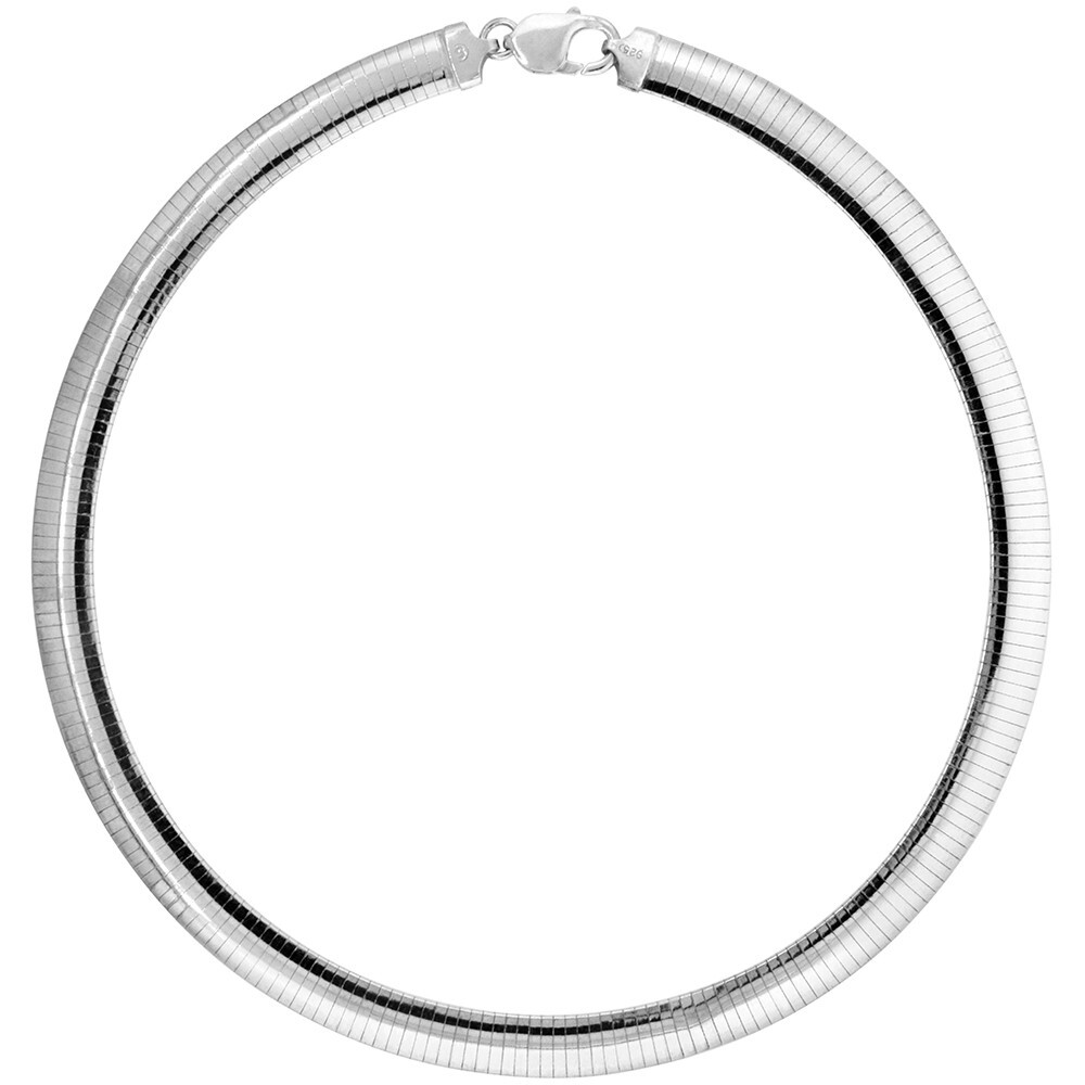 925 Sterling Silver Thick Smooth Omega Chain Necklace Women 10mm 7″ to 20″