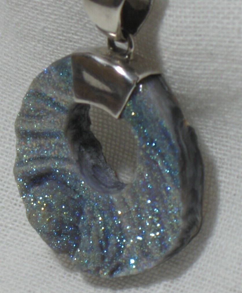 Reversible, Double Sided STARBORN Druzy Geode Quartz Pendant with Sterling Chain