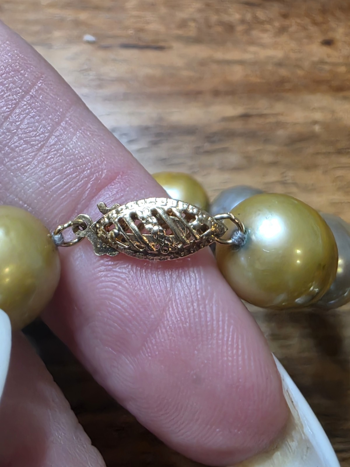 Estate 14k Gold Multi Color Pearl Necklace