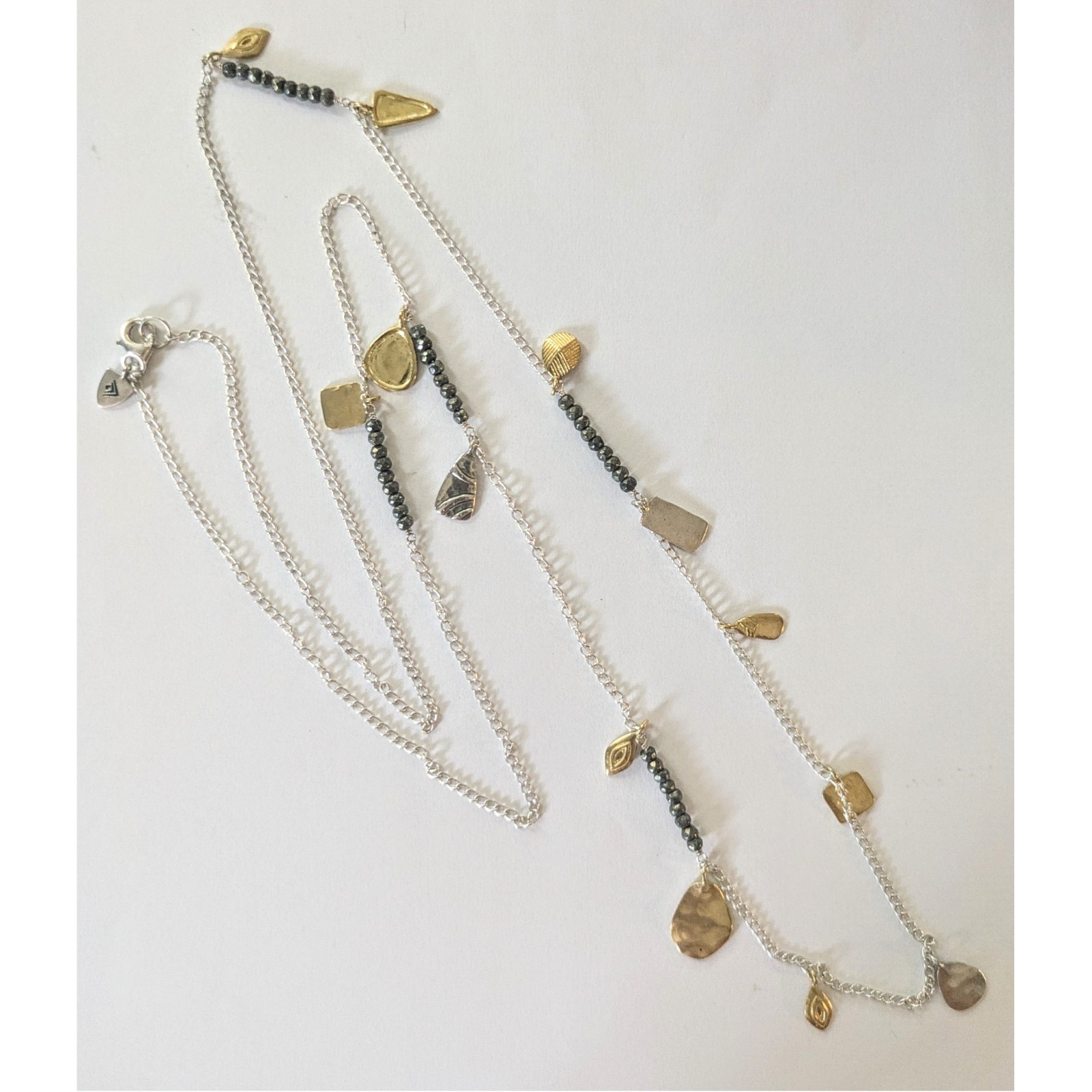 SILPADA Sterling Silver Brass & Pyrite PEDAL TO THE METAL Necklace 36″ N3026