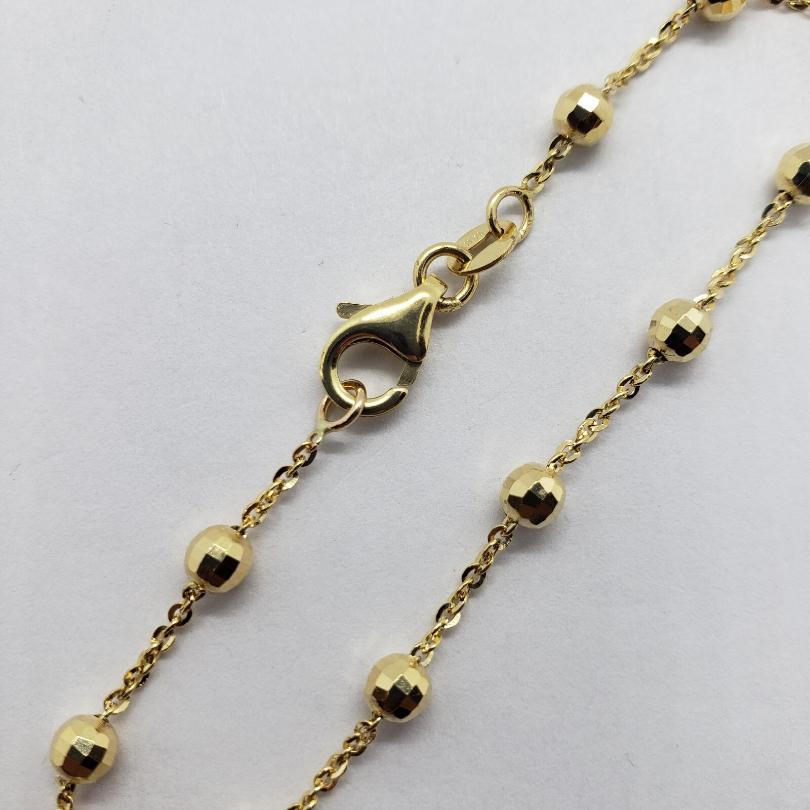 14K Solid Yellow Gold Station Ball Bead Rolo Bracelet Anklet 2mm 4mm 7″ 10″