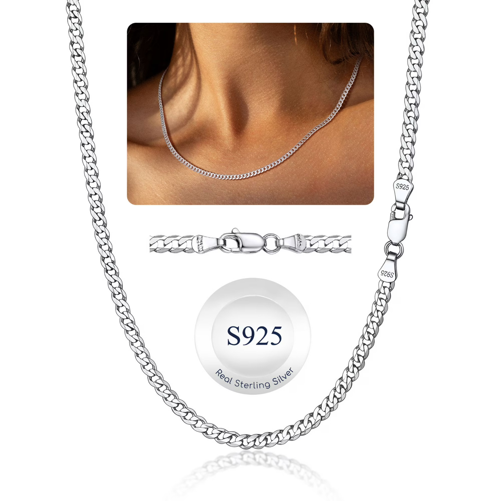 925 Sterling Silver Necklace 24″