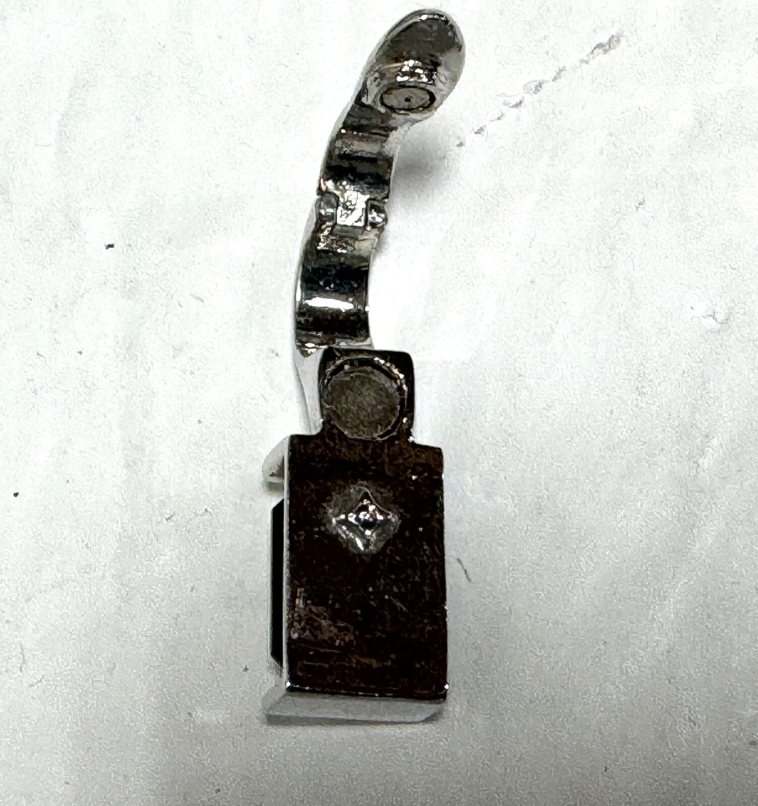Silver Black Rectangle Stone Pendant Estate Item 1” Unknown