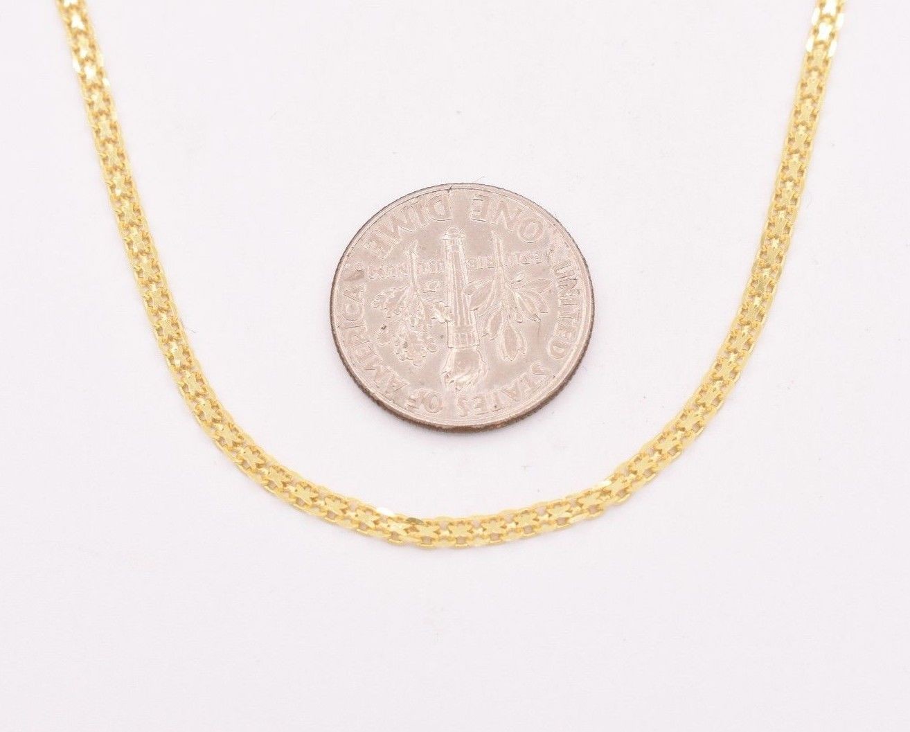 2mm Bismark Bizmark Chain Necklace 14K Yellow Gold Plated Silver 925 ITALY