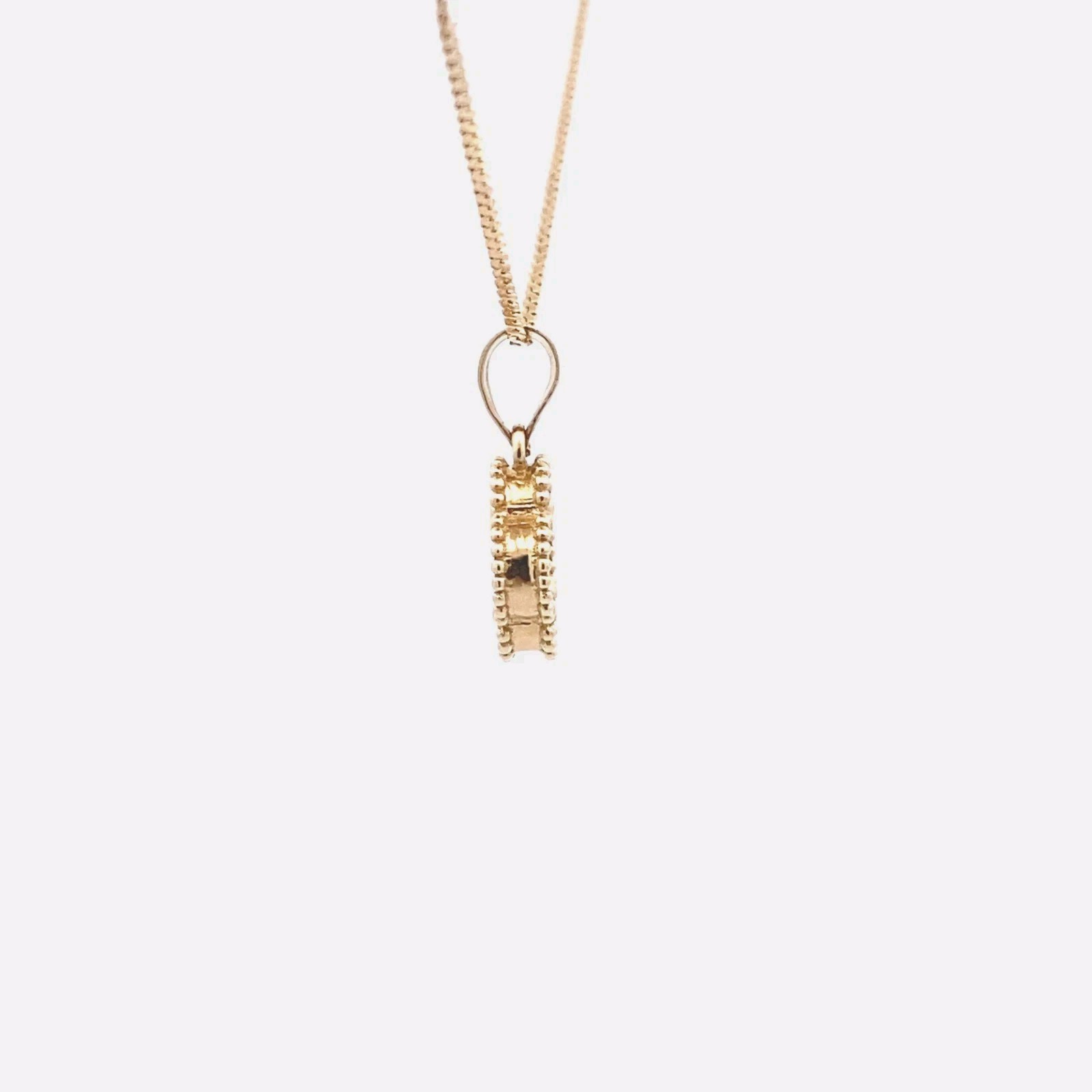 Ladies 18k Yellow Gold Milgrain Floral Clover Serpentine Chain Necklace 16″