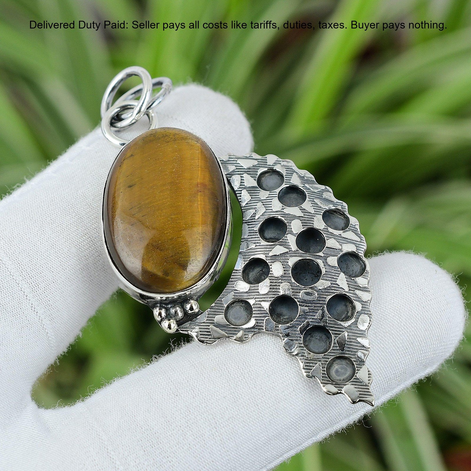 Tiger’s Eye Gemstone 925 Silver Daughter Sacral Chakra Birthday Trendy Pendant